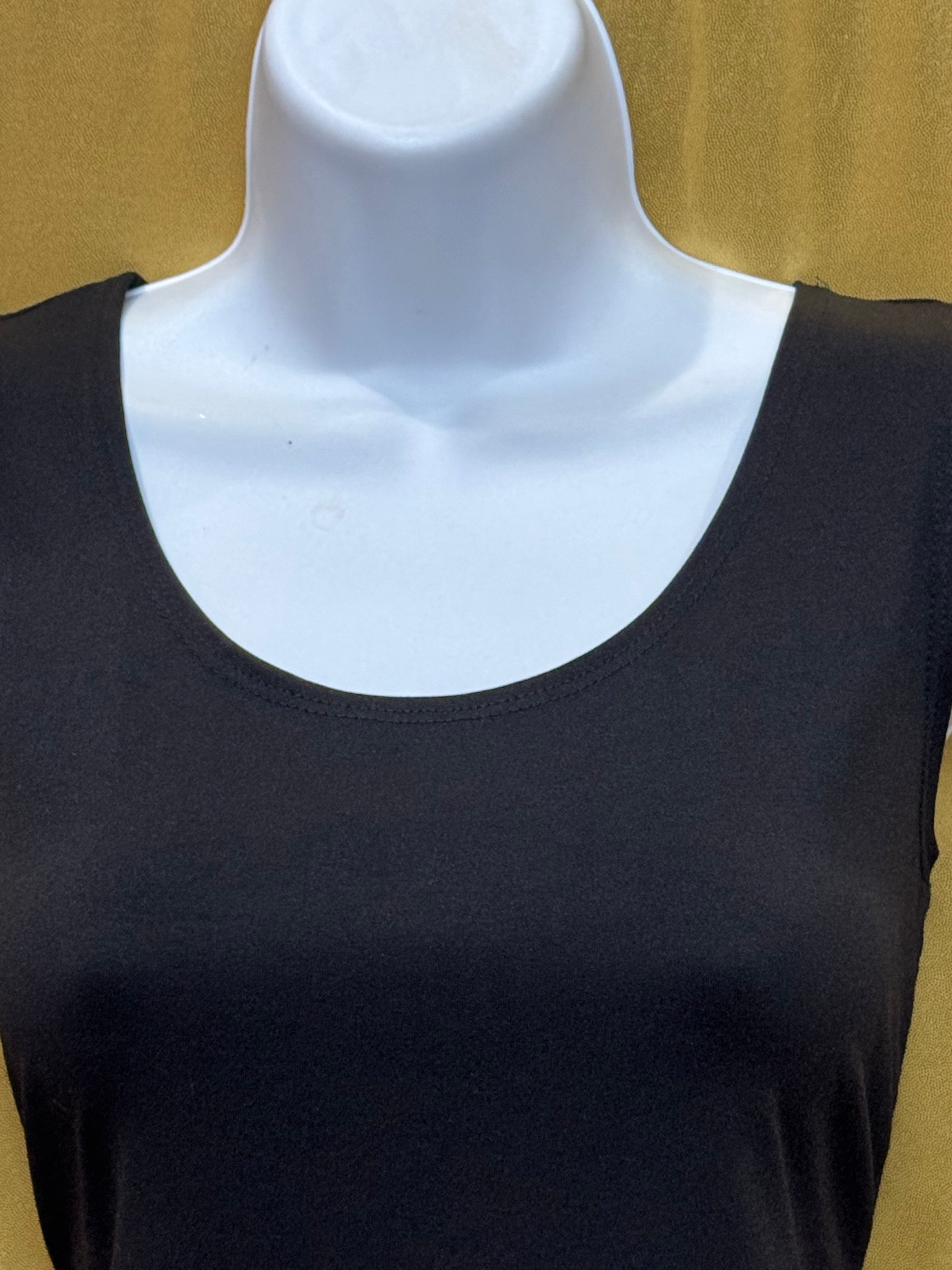 Kim Rogers Black Scoop Neck Sleeveless Blouse Size M Nylon Spandex Made in USA