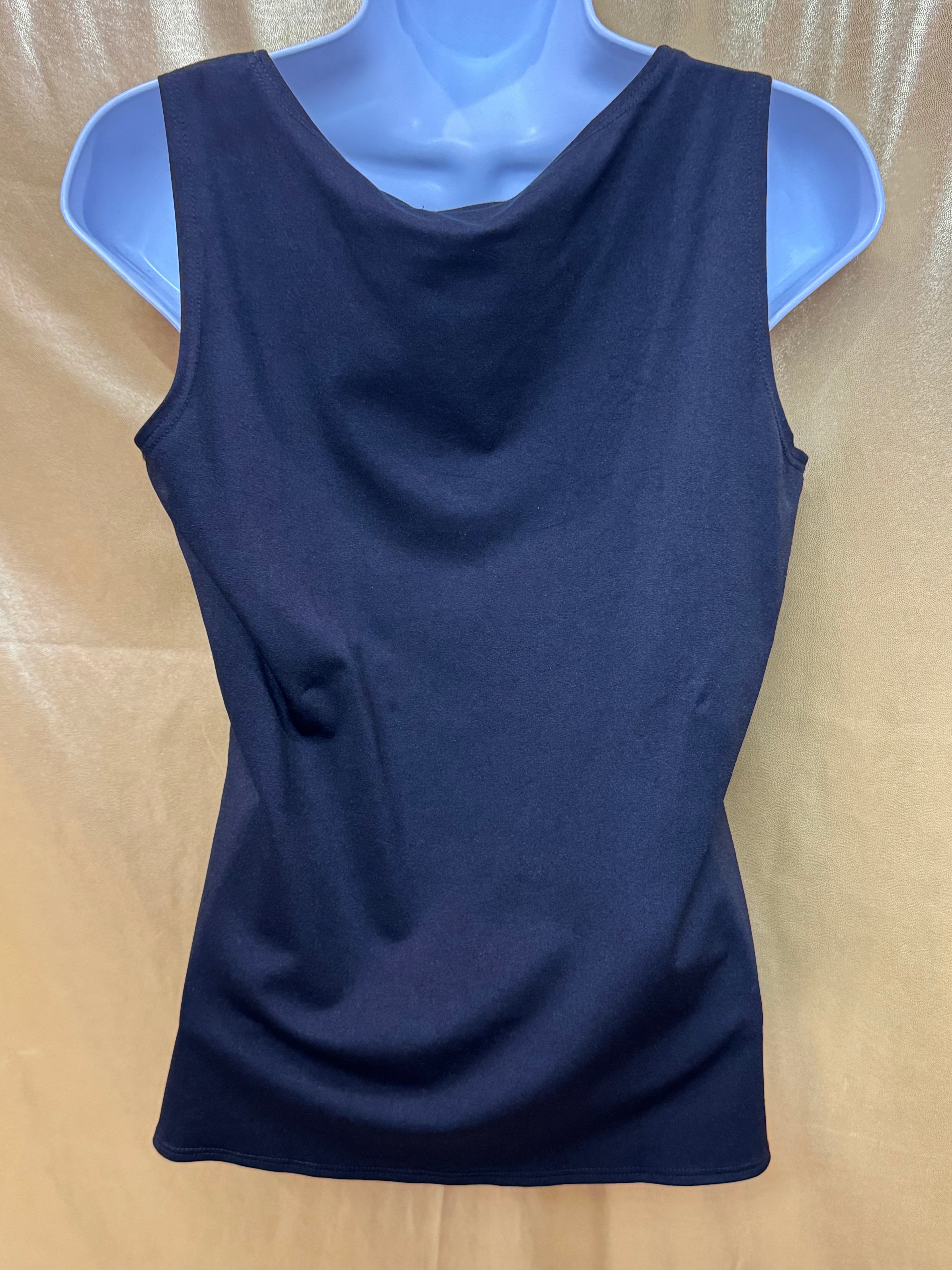 Kim Rogers Black Scoop Neck Sleeveless Blouse Size M Nylon Spandex Made in USA
