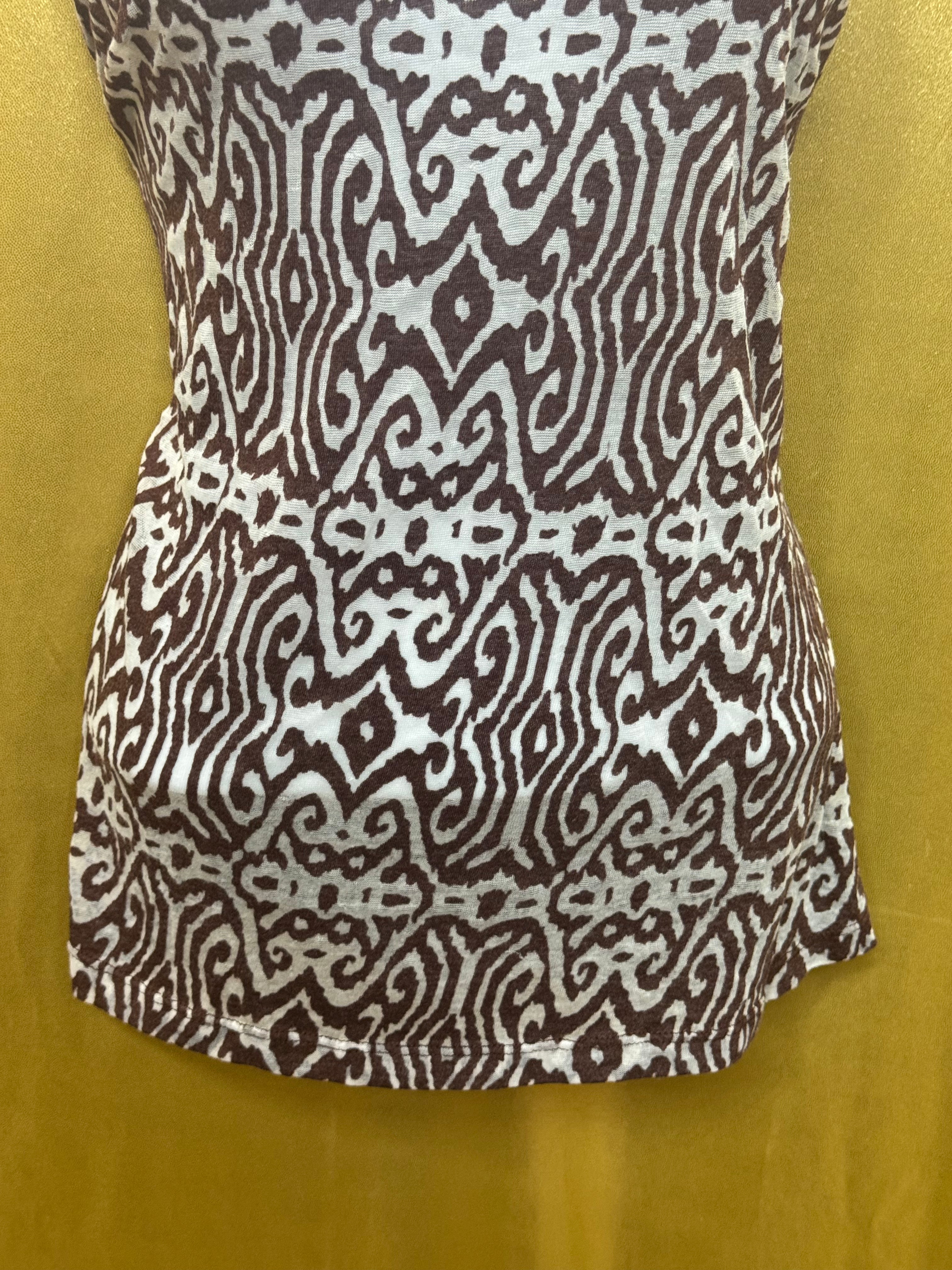 DOTS Brown & White Abstract Geometric Tank Top Size L