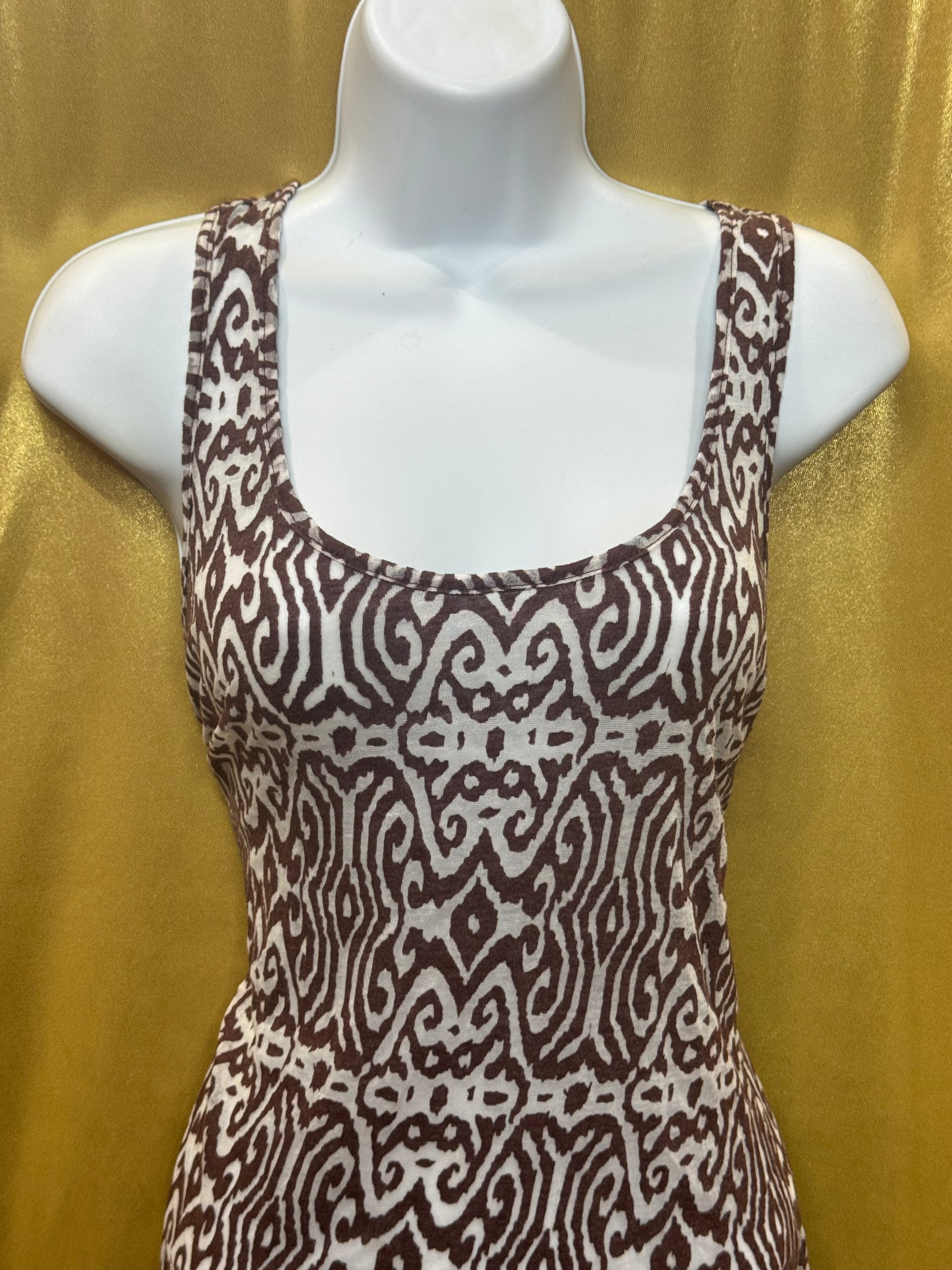 DOTS Brown & White Abstract Geometric Tank Top Size L