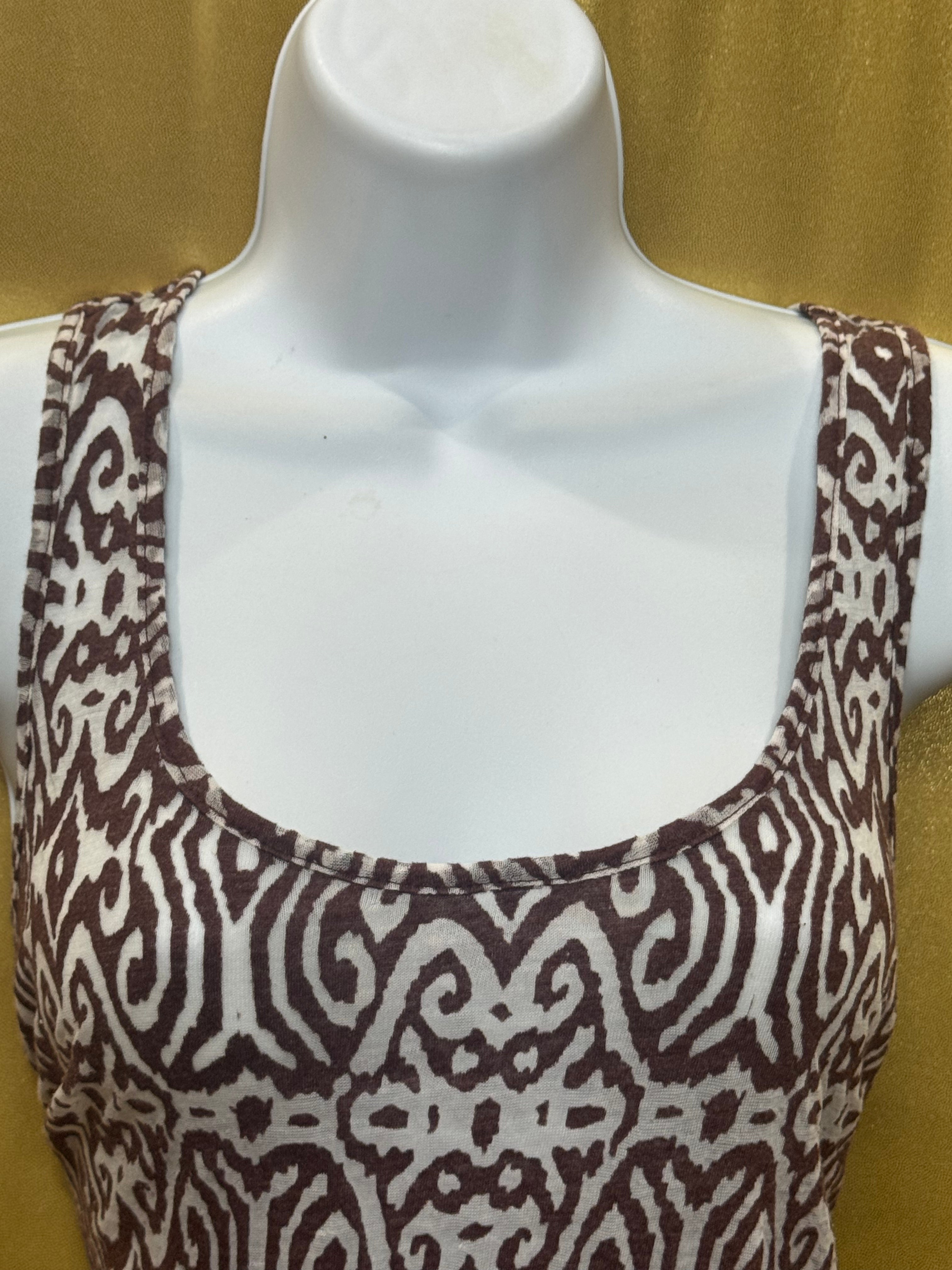 DOTS Brown & White Abstract Geometric Tank Top Size L
