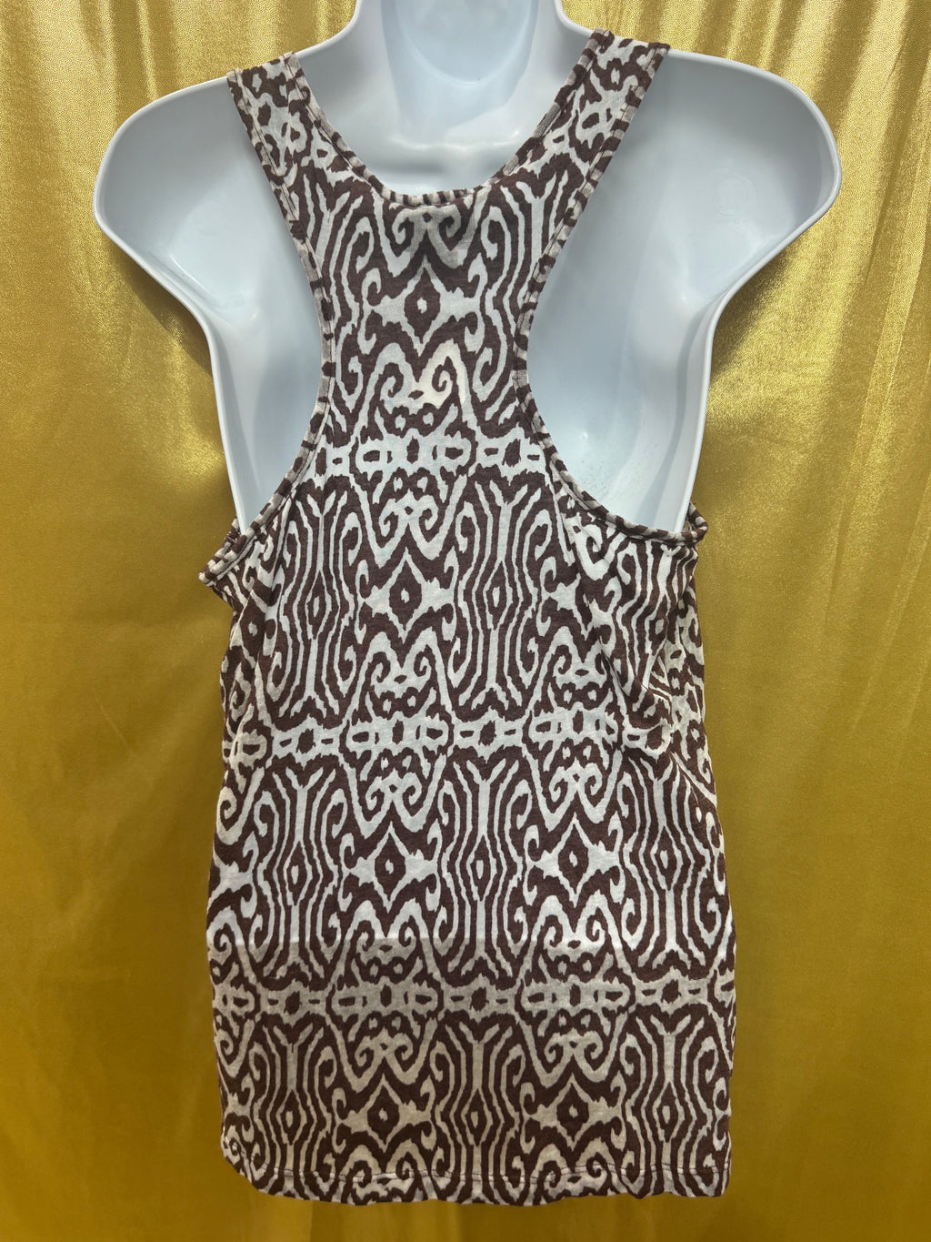 DOTS Brown & White Abstract Geometric Tank Top Size L