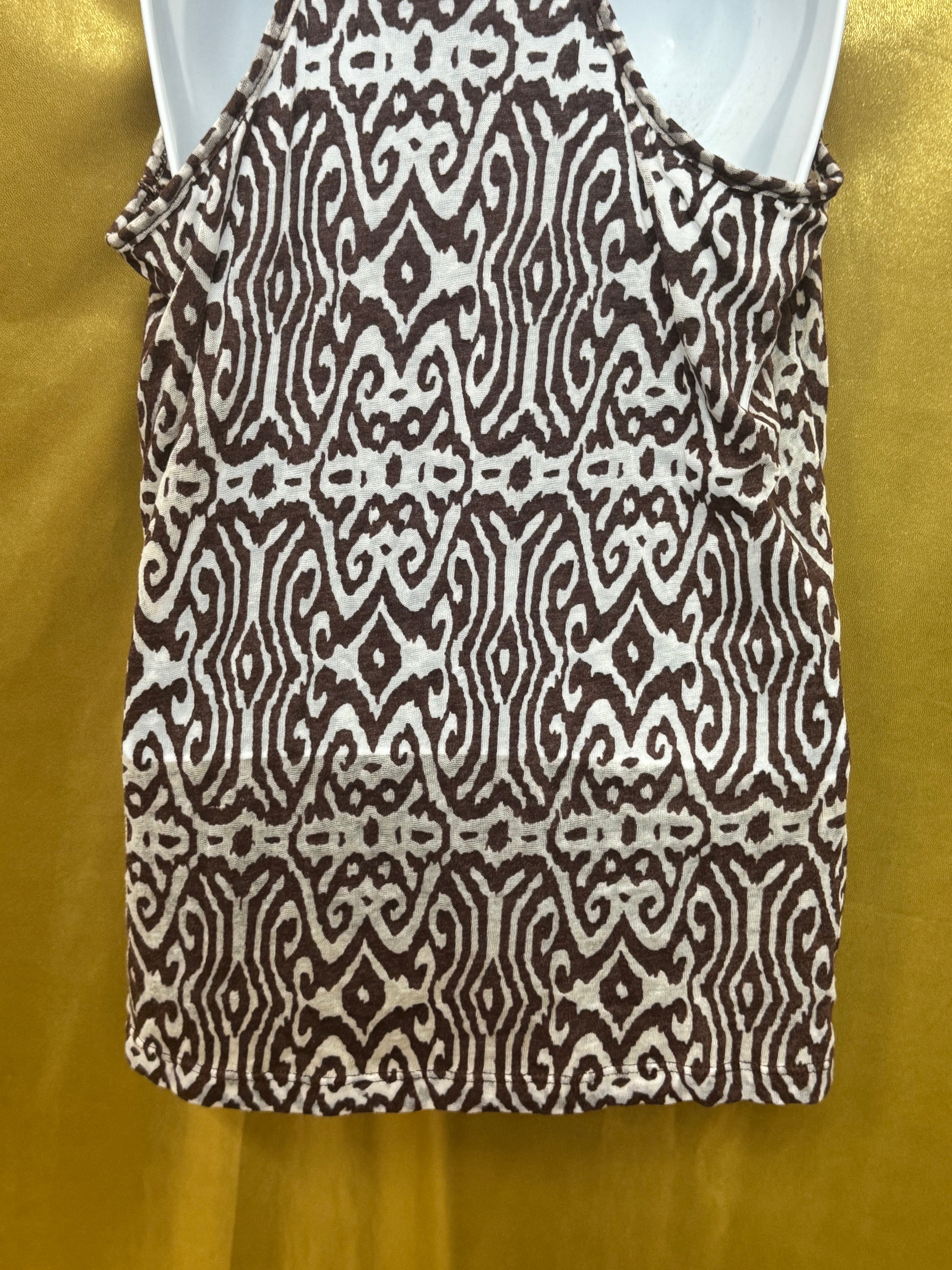 DOTS Brown & White Abstract Geometric Tank Top Size L