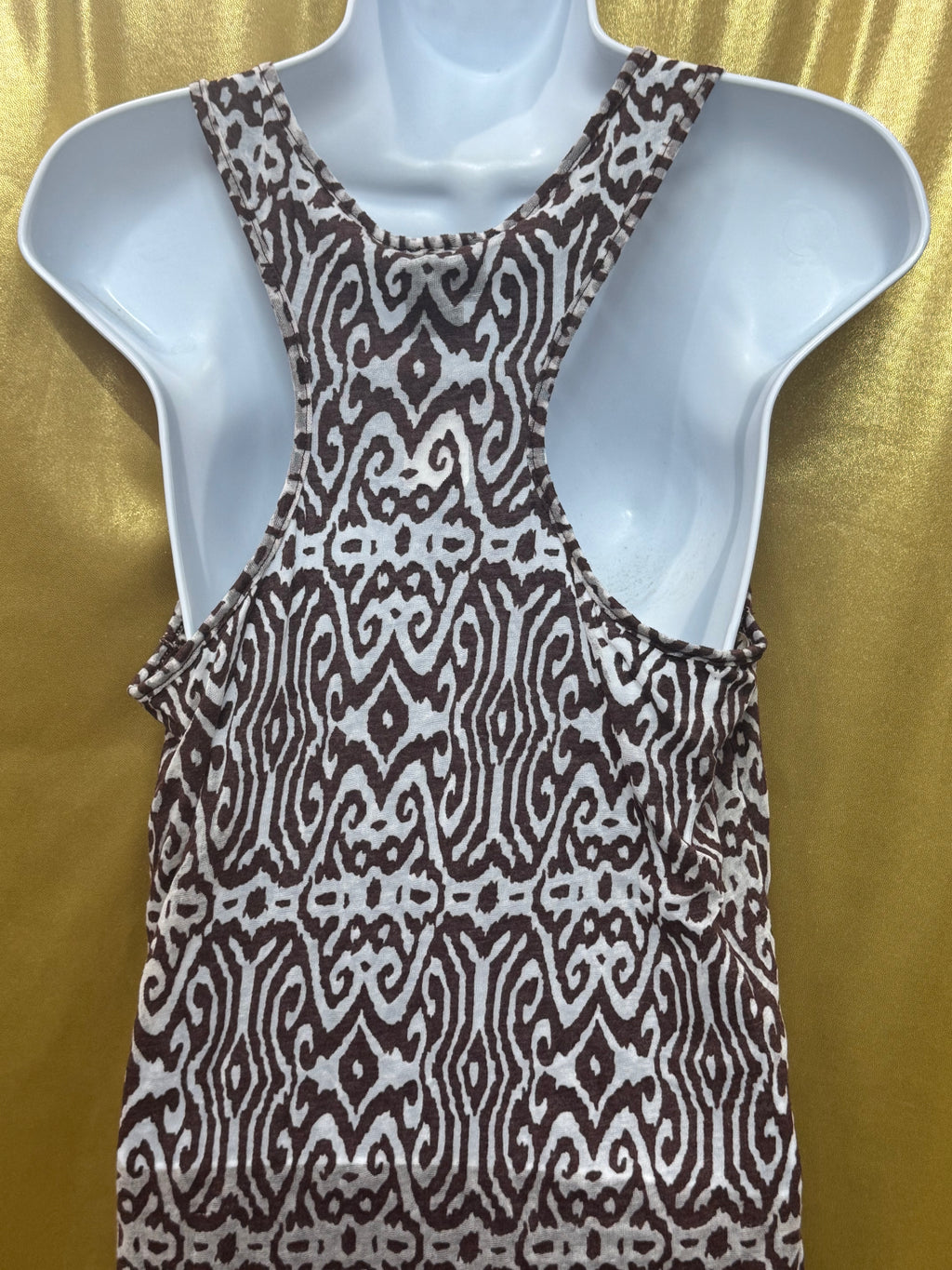 DOTS Brown & White Abstract Geometric Tank Top Size L