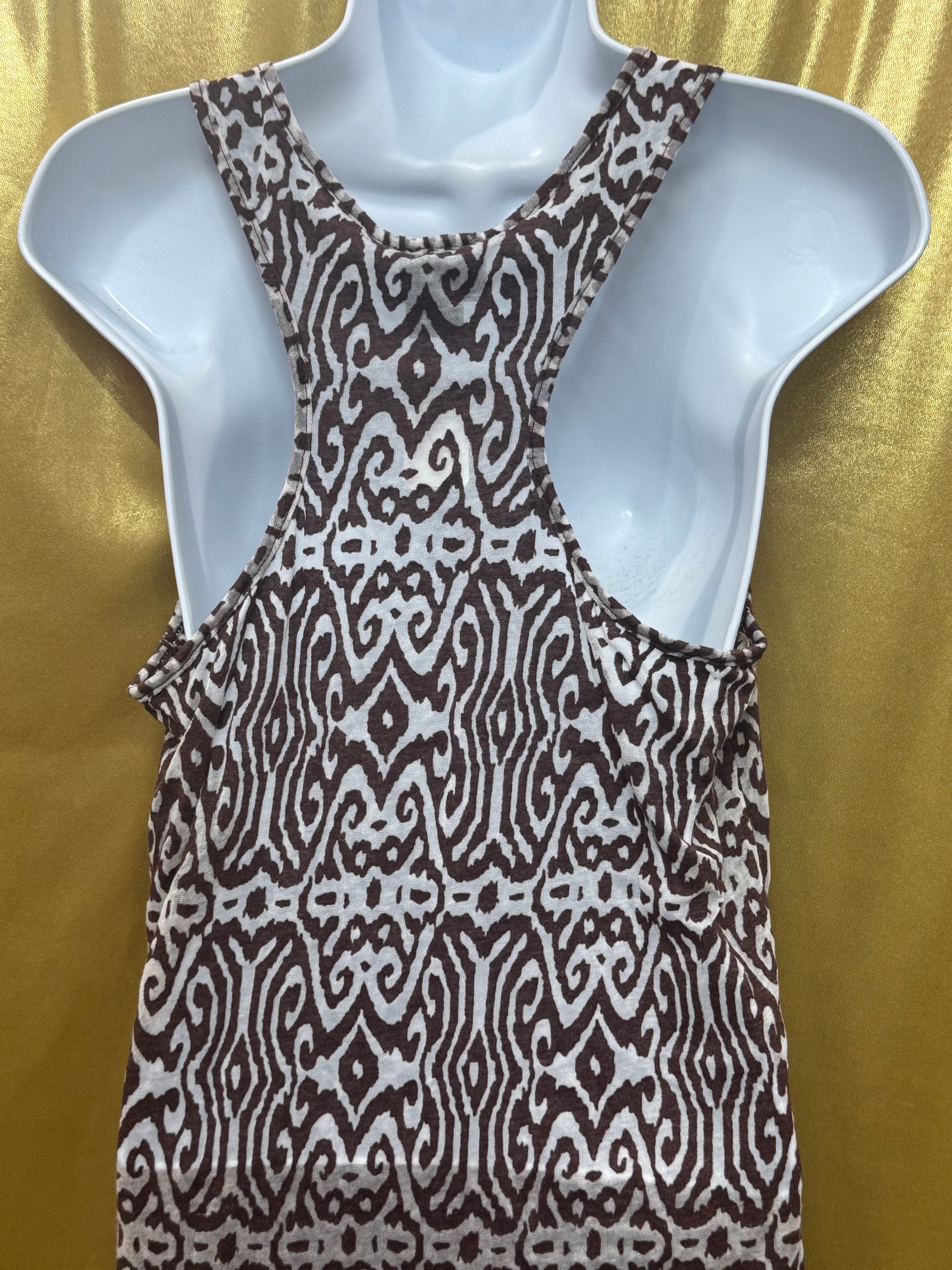 DOTS Brown & White Abstract Geometric Tank Top Size L