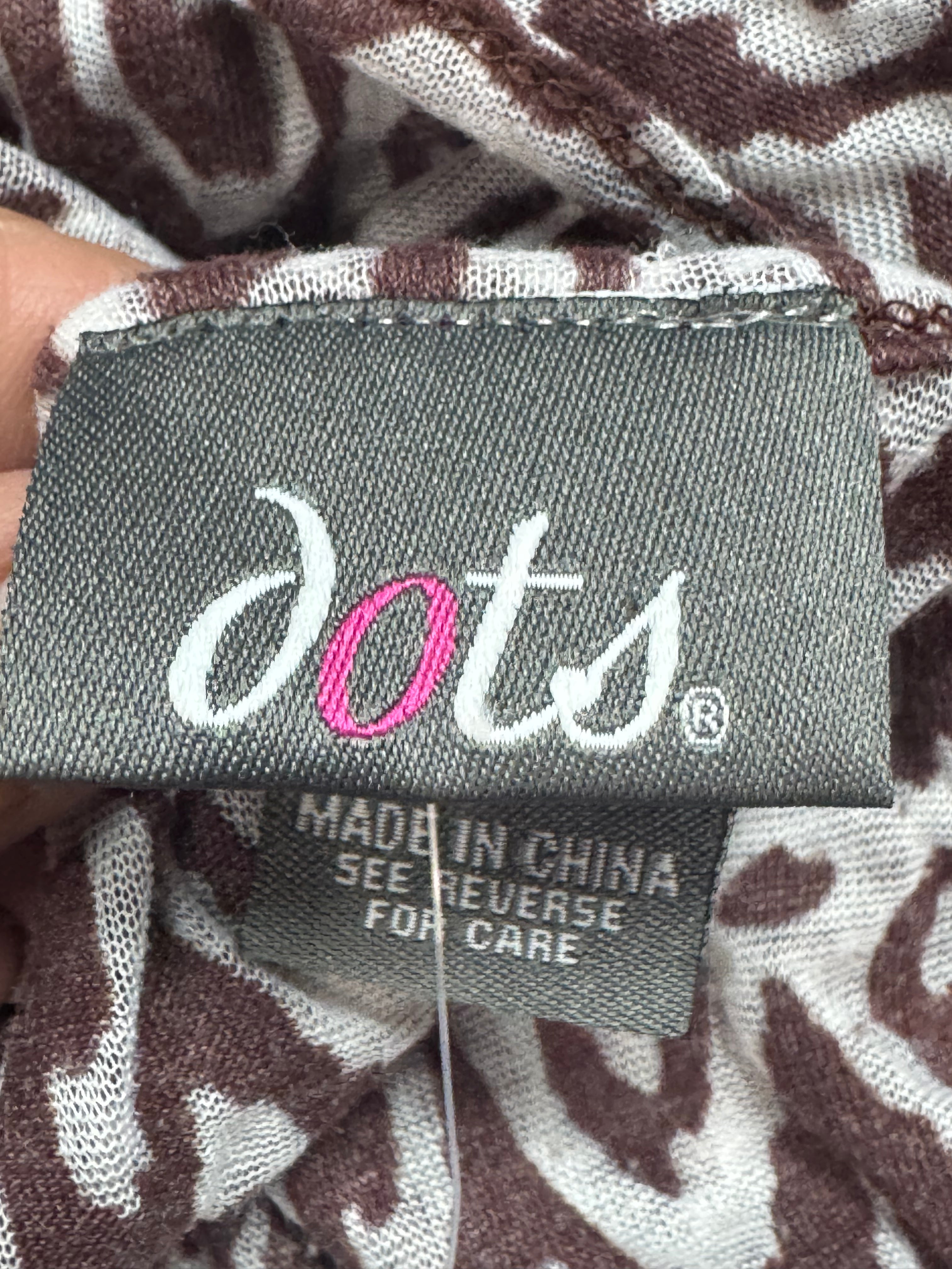 DOTS Brown & White Abstract Geometric Tank Top Size L