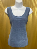 ACW Design Blue Textured Scoop Neck Tank Top - Size Large
