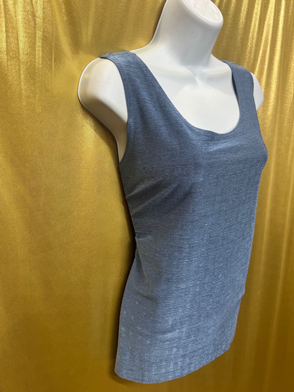 ACW Design Blue Textured Scoop Neck Tank Top - Size Large