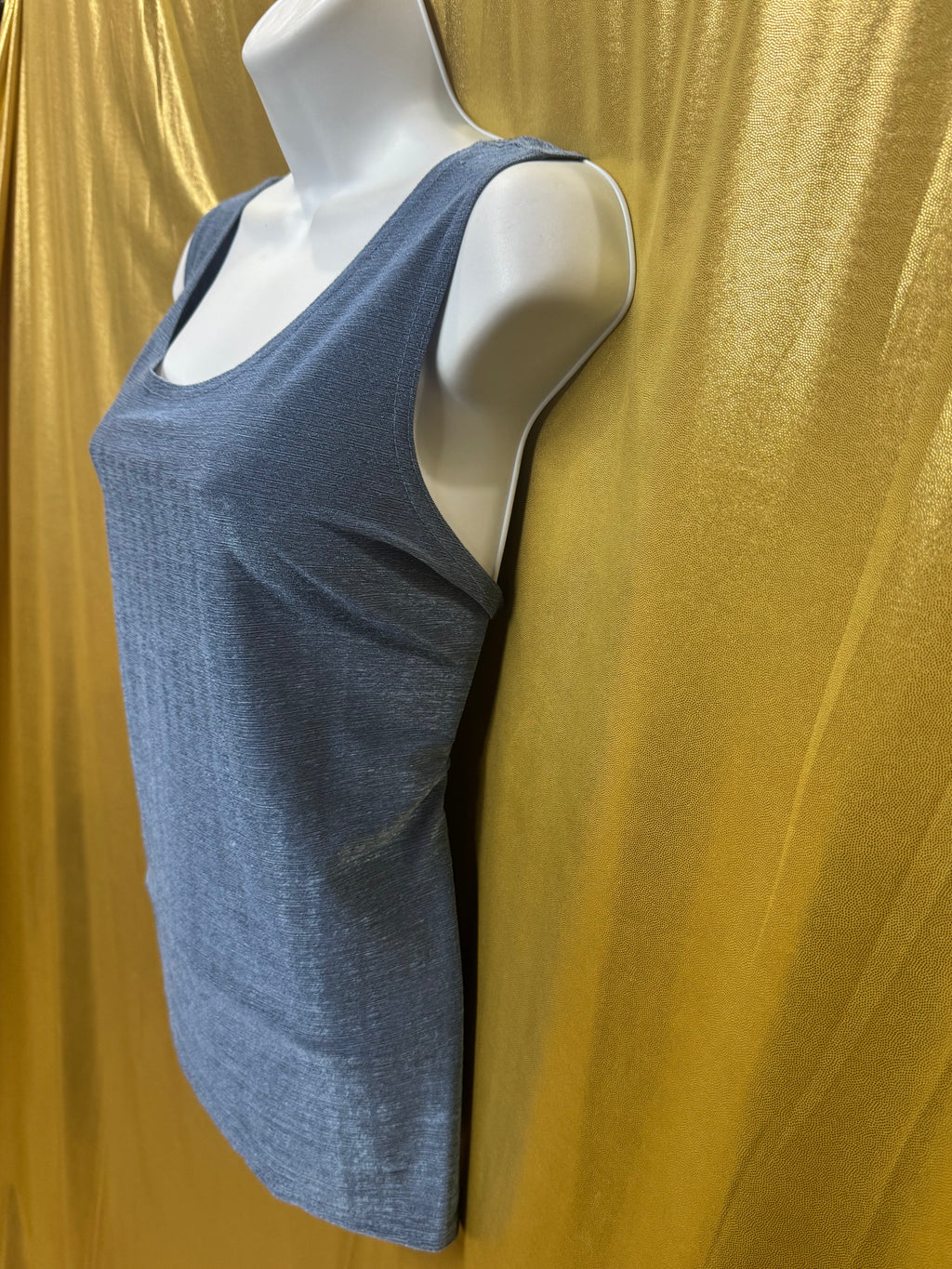 ACW Design Blue Textured Scoop Neck Tank Top - Size Large
