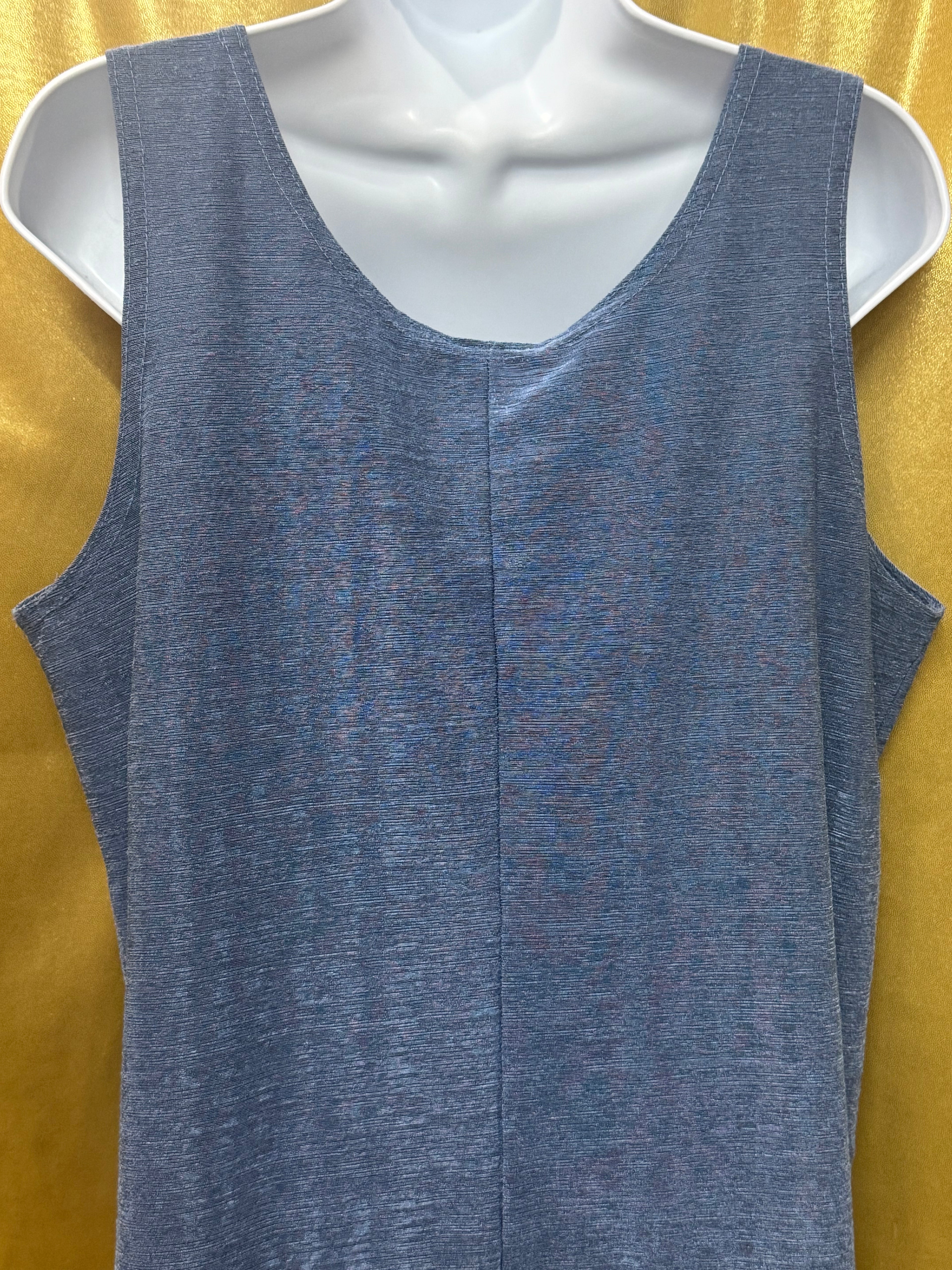 ACW Design Blue Textured Scoop Neck Tank Top - Size Large