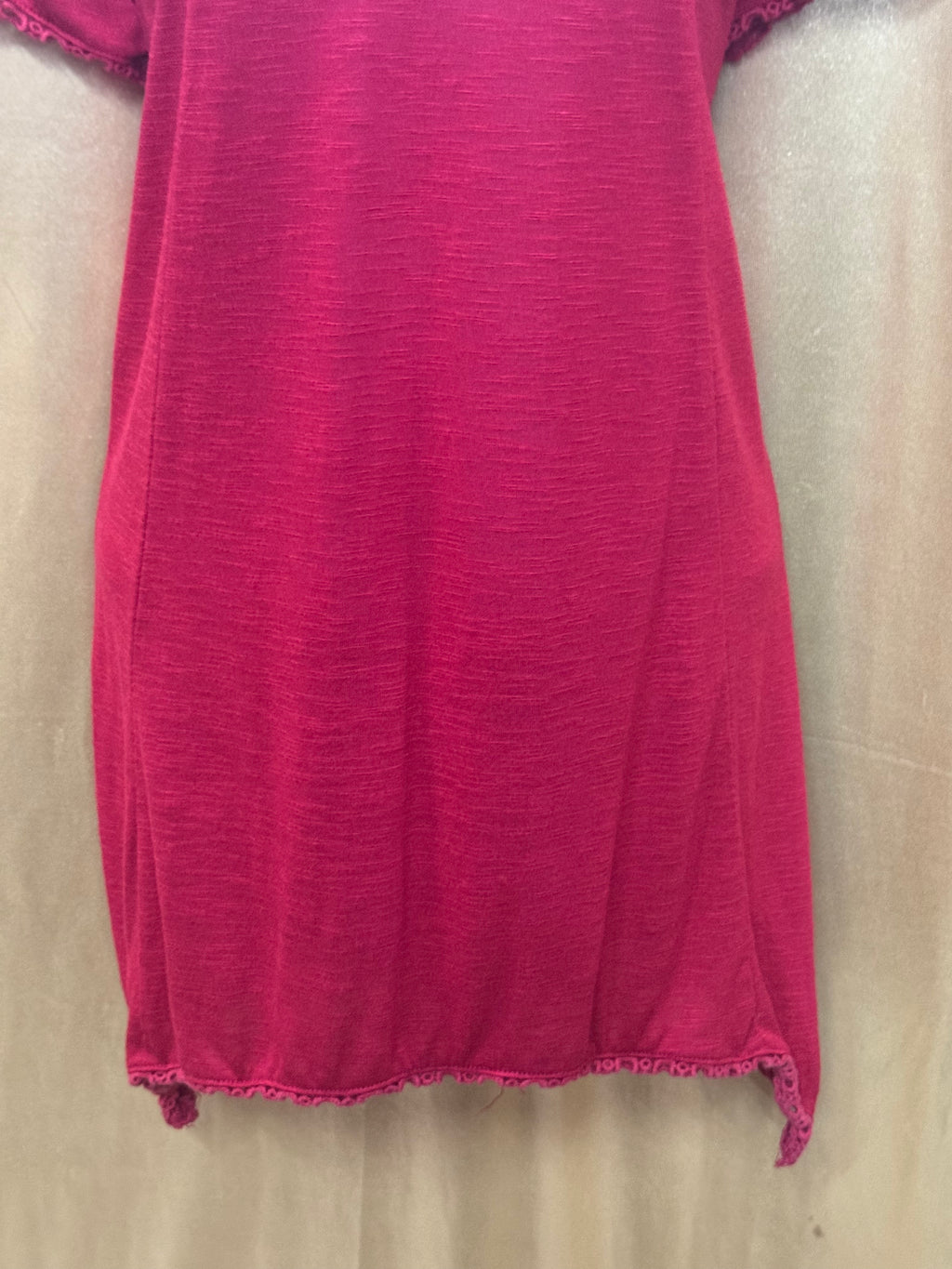 Cato Red Crochet Lace Trim Short Sleeve Tunic Top - Size L