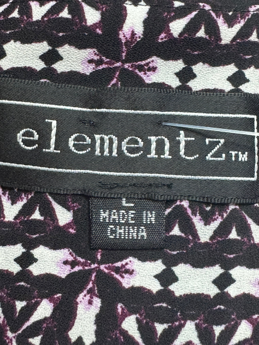 Elementz Sleeveless Geometric Print Blouse | Size L, Studded Shoulders