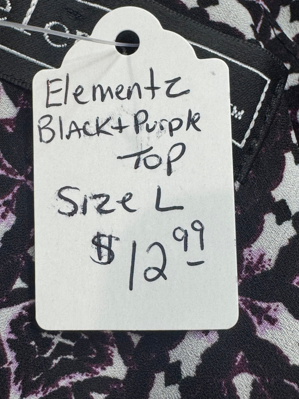 Elementz Sleeveless Geometric Print Blouse | Size L, Studded Shoulders