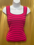 Joseph A. Hot Pink Stripe Square Neck Knit Tank Top - Size Large