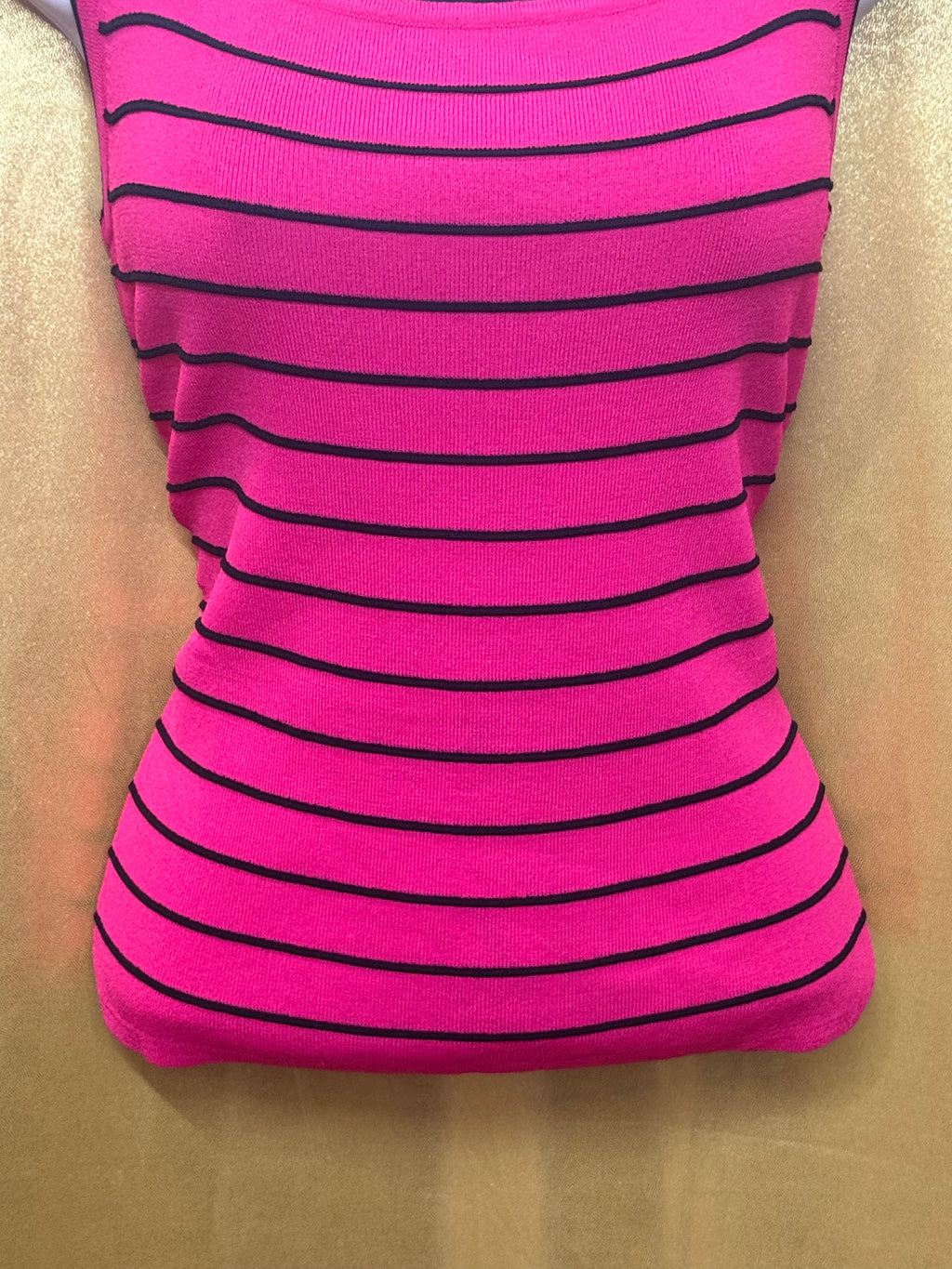 Joseph A. Hot Pink Stripe Square Neck Knit Tank Top - Size Large