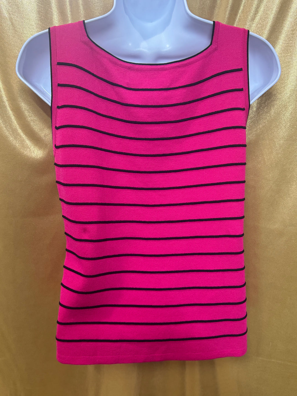 Joseph A. Hot Pink Stripe Square Neck Knit Tank Top - Size Large
