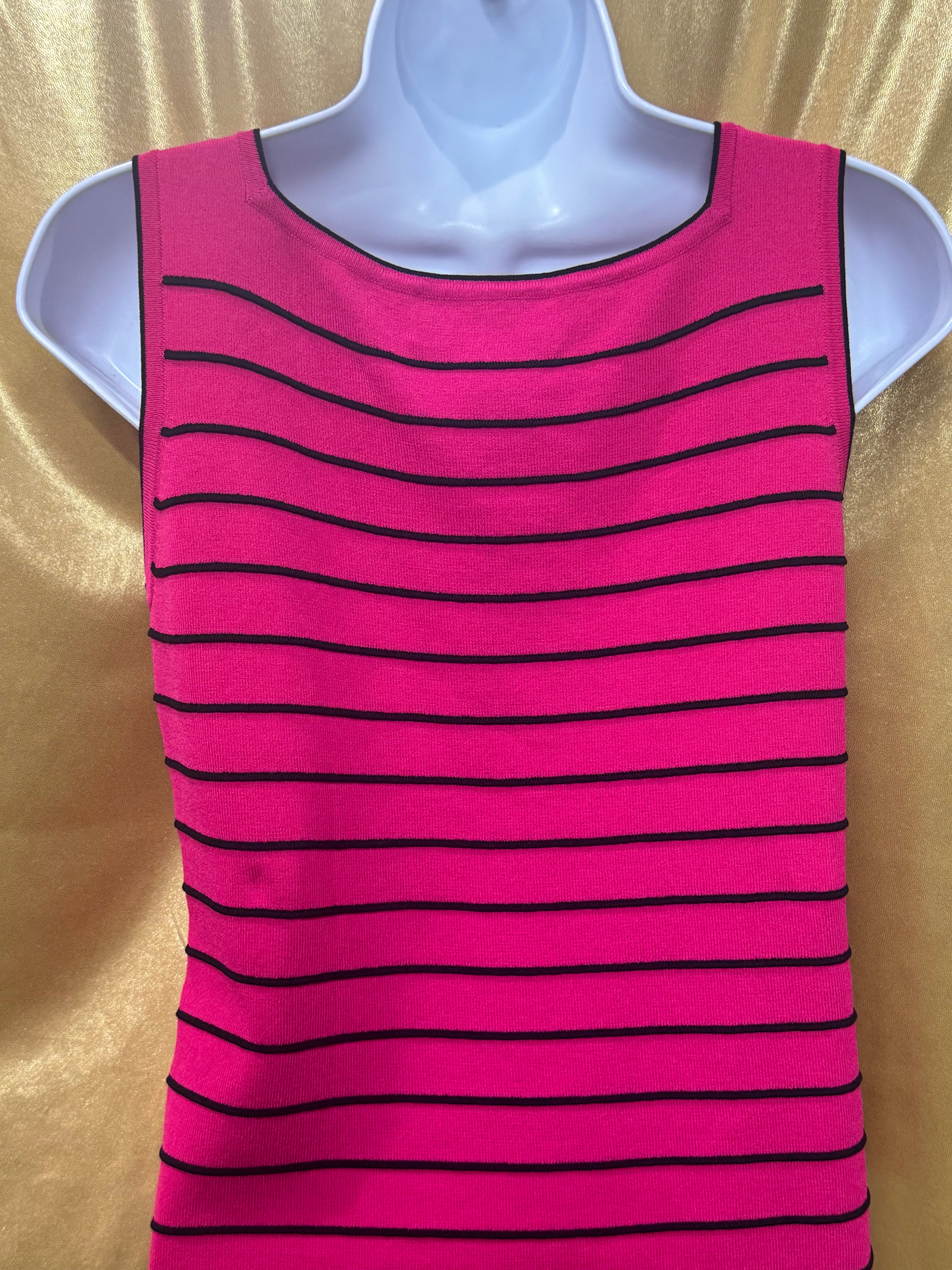 Joseph A. Hot Pink Stripe Square Neck Knit Tank Top - Size Large