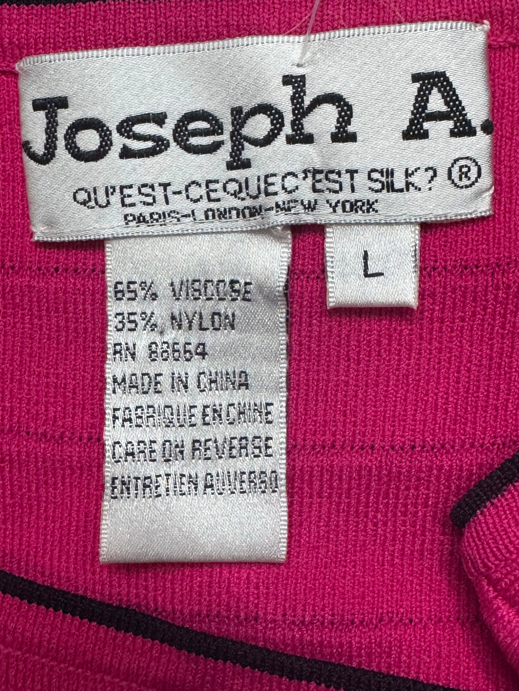 Joseph A. Hot Pink Stripe Square Neck Knit Tank Top - Size Large
