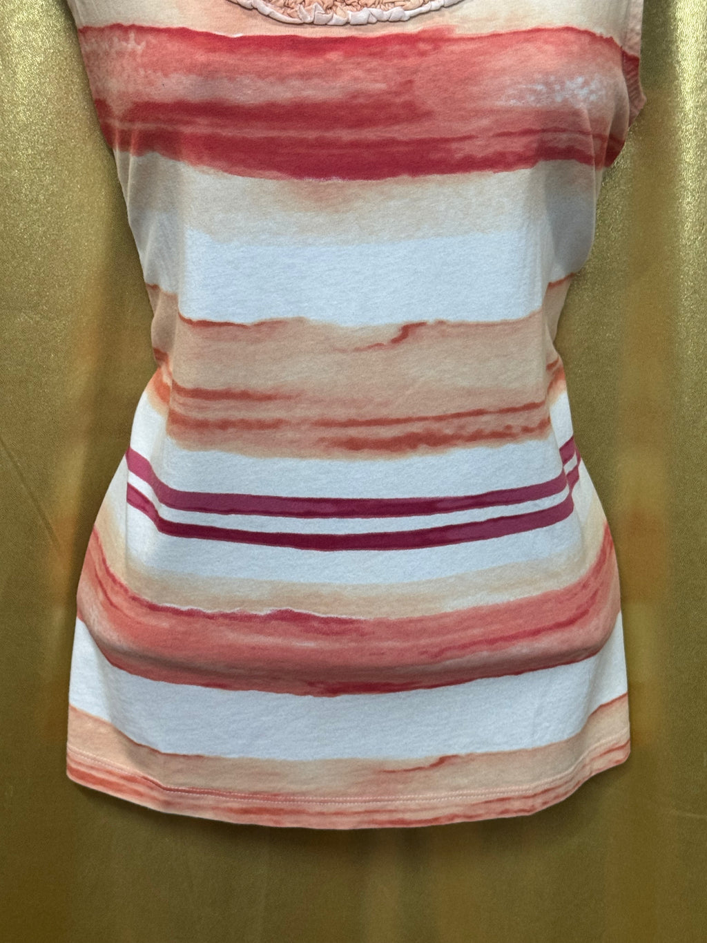 St. John’s Bay Striped Ruffle Scoop Neck Tank Top - Size L