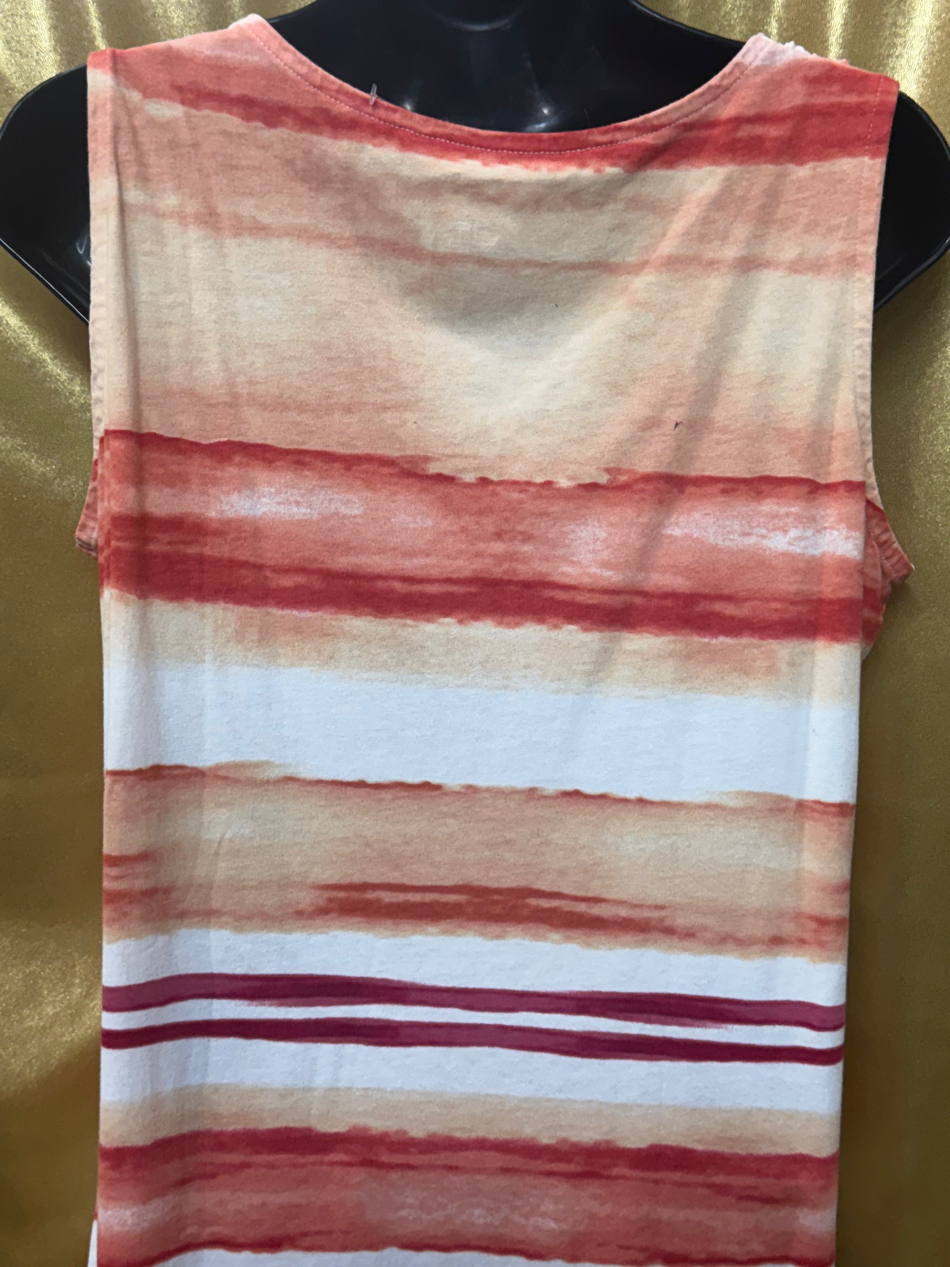 St. John’s Bay Striped Ruffle Scoop Neck Tank Top - Size L