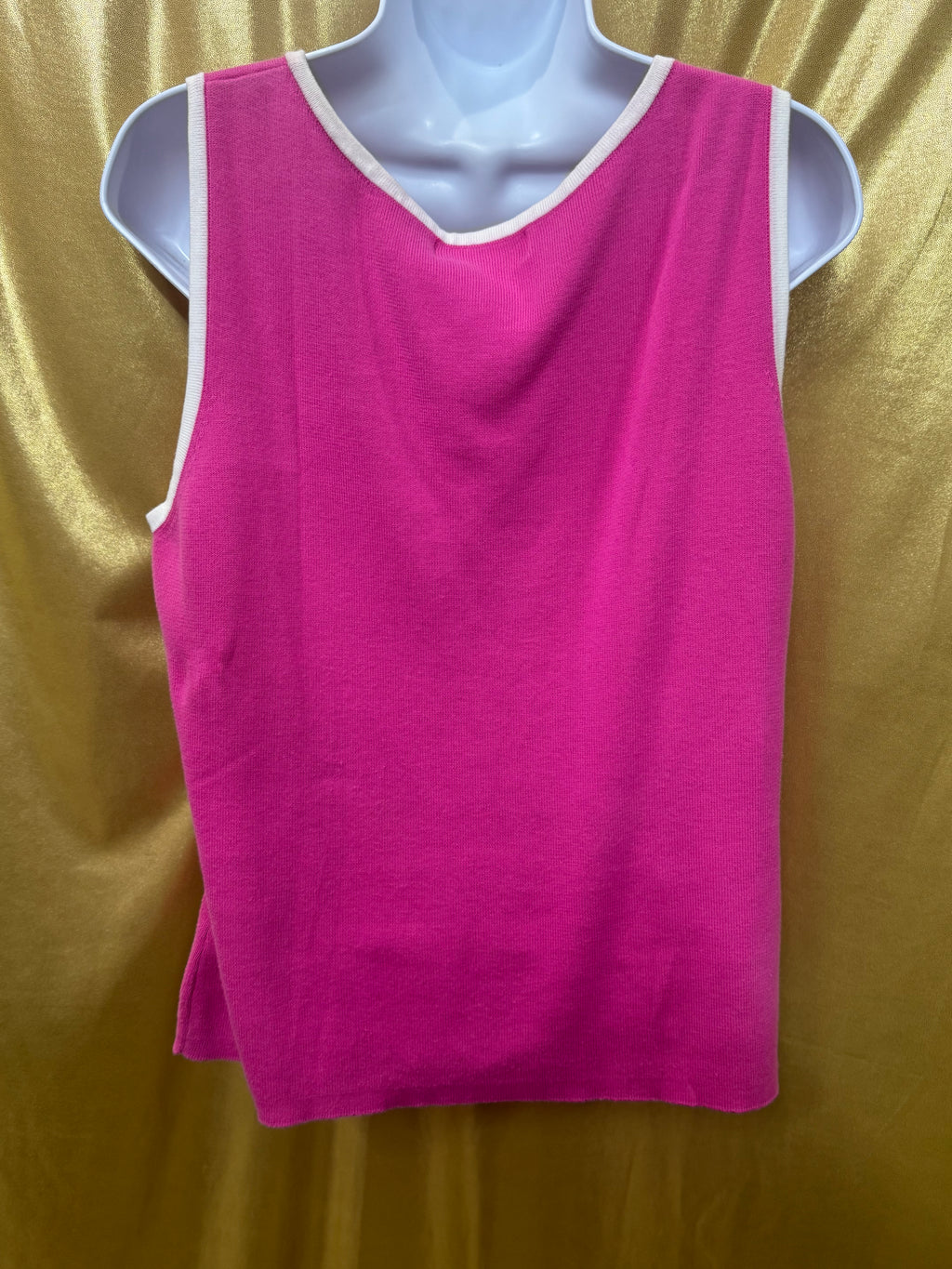 Vintage Ann Trinity Pink Ribbed Knit Tank Top Size Large 100% Cotton
