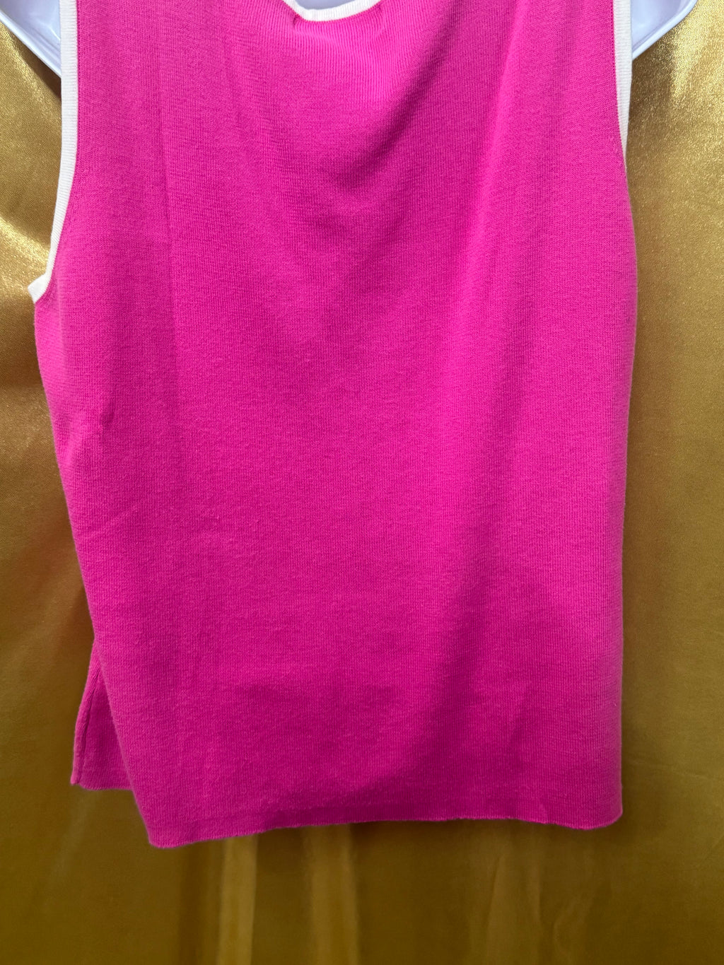 Vintage Ann Trinity Pink Ribbed Knit Tank Top Size Large 100% Cotton