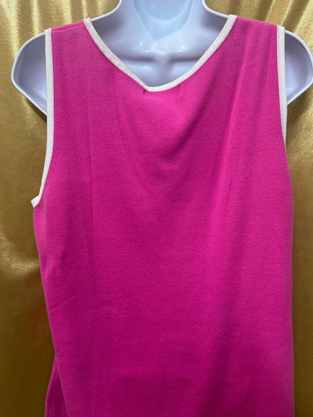 Vintage Ann Trinity Pink Ribbed Knit Tank Top Size Large 100% Cotton