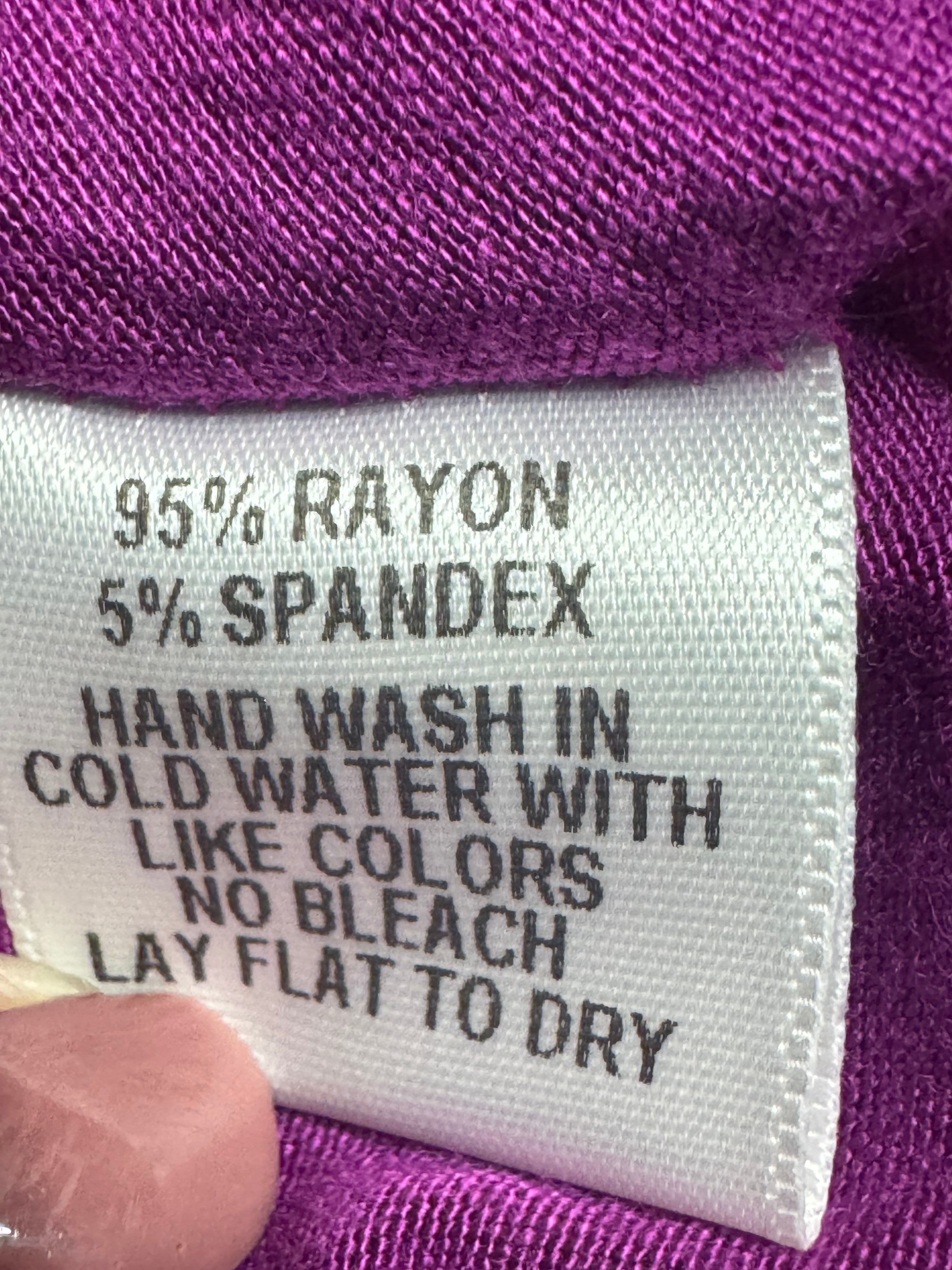 Olivia Moon Purple Cowl Neck Ruched Blouse Tunic - Size Large - Made in USA
