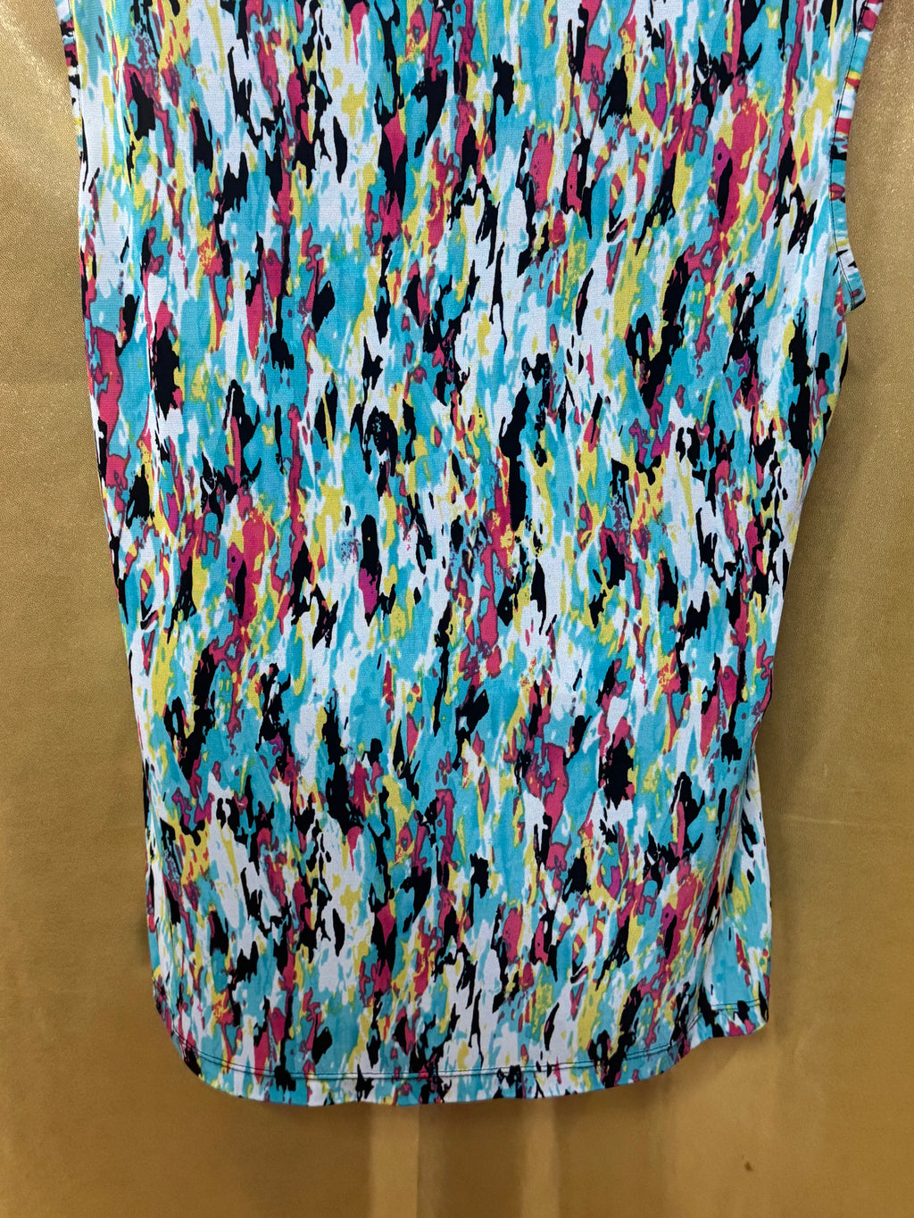 Kasper Colorful Abstract Brushstroke Blouse Square Neck Top Size Large