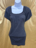 M. Rena Gray Square Neck Short Sleeve Knit Top Size L | Made in USA