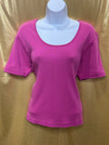 NY & Co New York & Company Magenta Pink Scoop Neck Blouse Top Cotton Size L