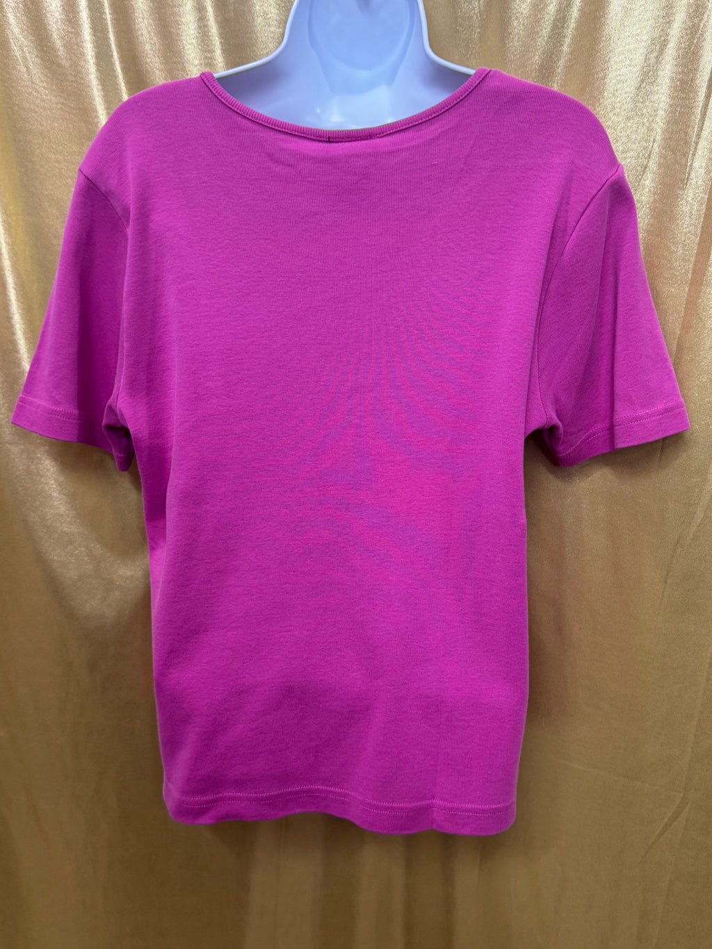 NY & Co New York & Company Magenta Pink Scoop Neck Blouse Top Cotton Size L