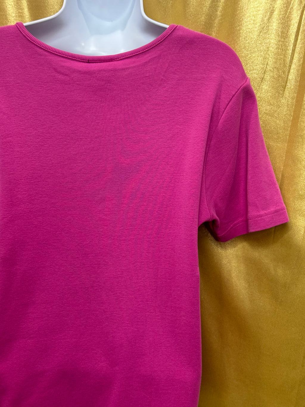 NY & Co New York & Company Magenta Pink Scoop Neck Blouse Top Cotton Size L