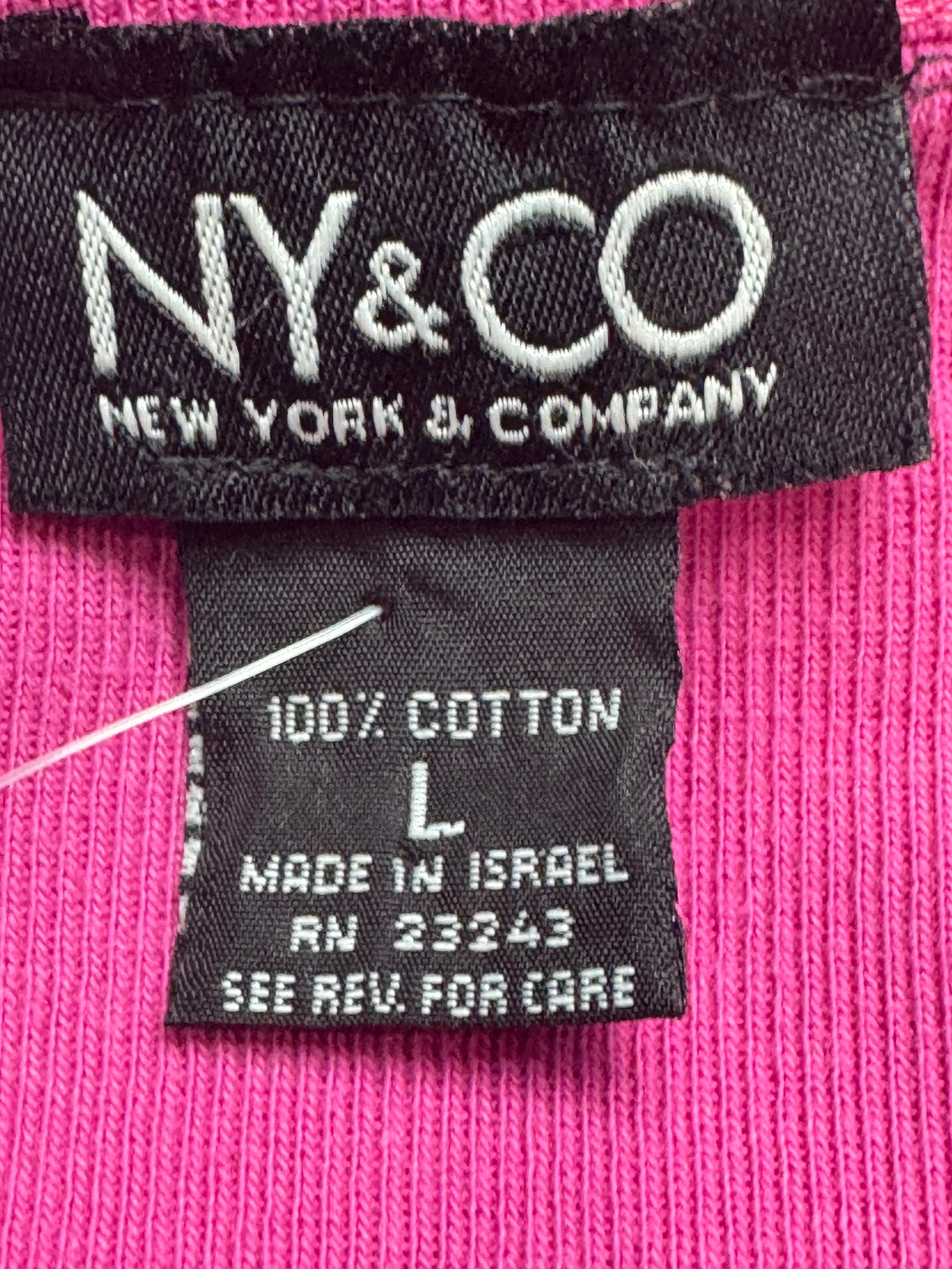 NY & Co New York & Company Magenta Pink Scoop Neck Blouse Top Cotton Size L