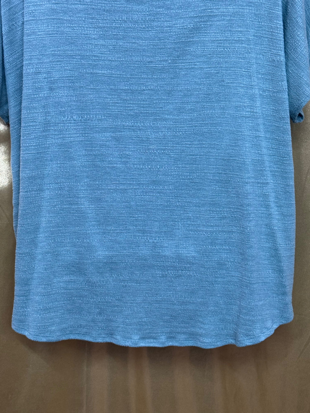Cable & Gauge Blue Tie-Front Button Down Short Sleeve Top, Size Large