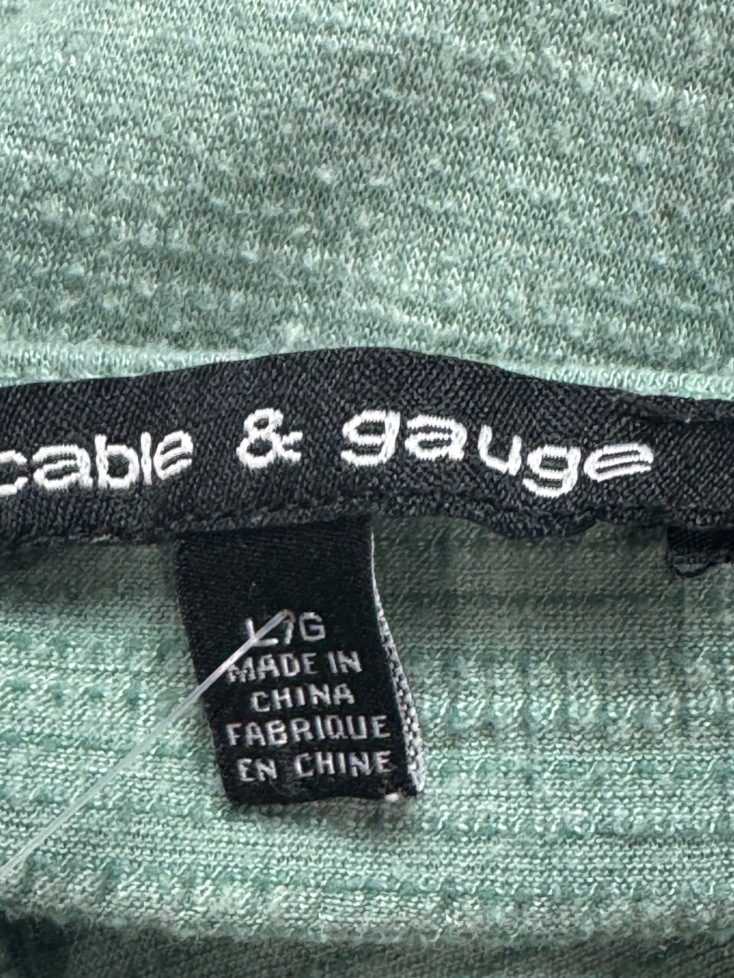 Cable & Gauge Blue Tie-Front Button Down Short Sleeve Top, Size Large
