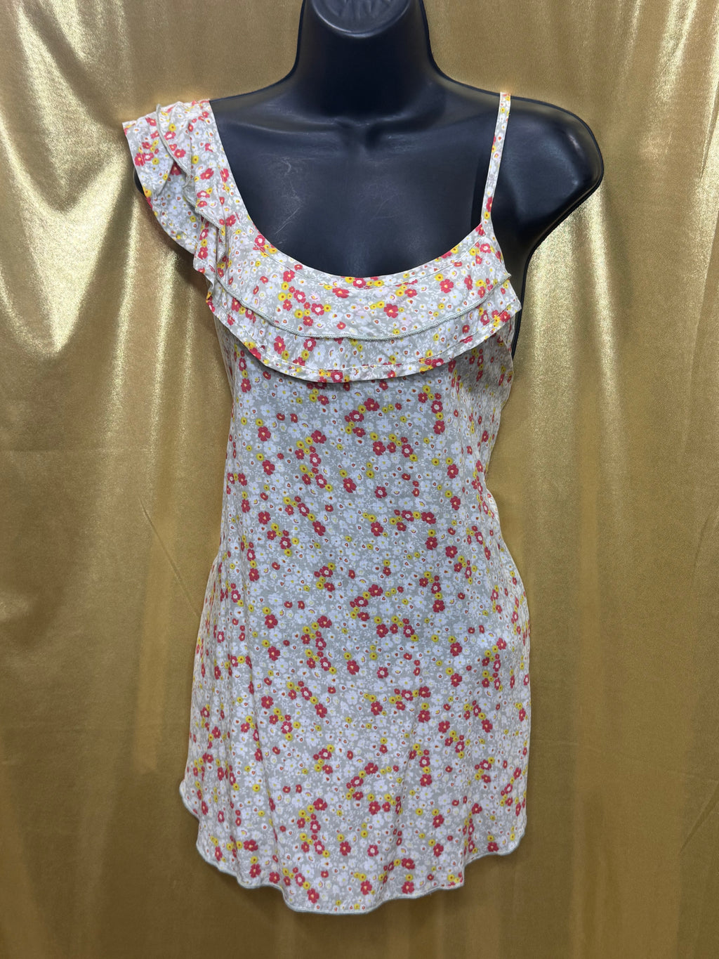 New Final Touch Boho Ruffled Floral Asymmetric Top - Made in USA