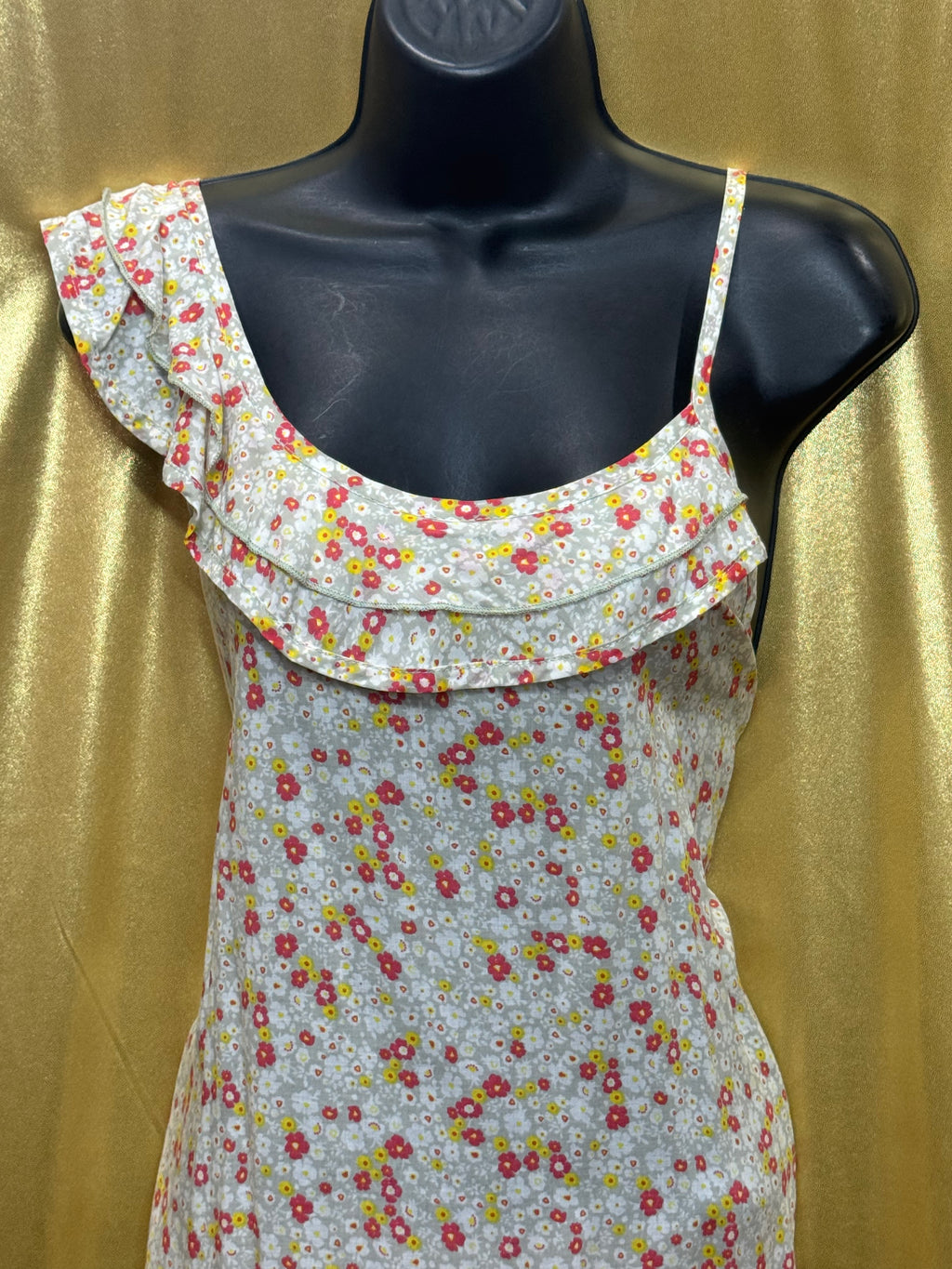 New Final Touch Boho Ruffled Floral Asymmetric Top - Made in USA