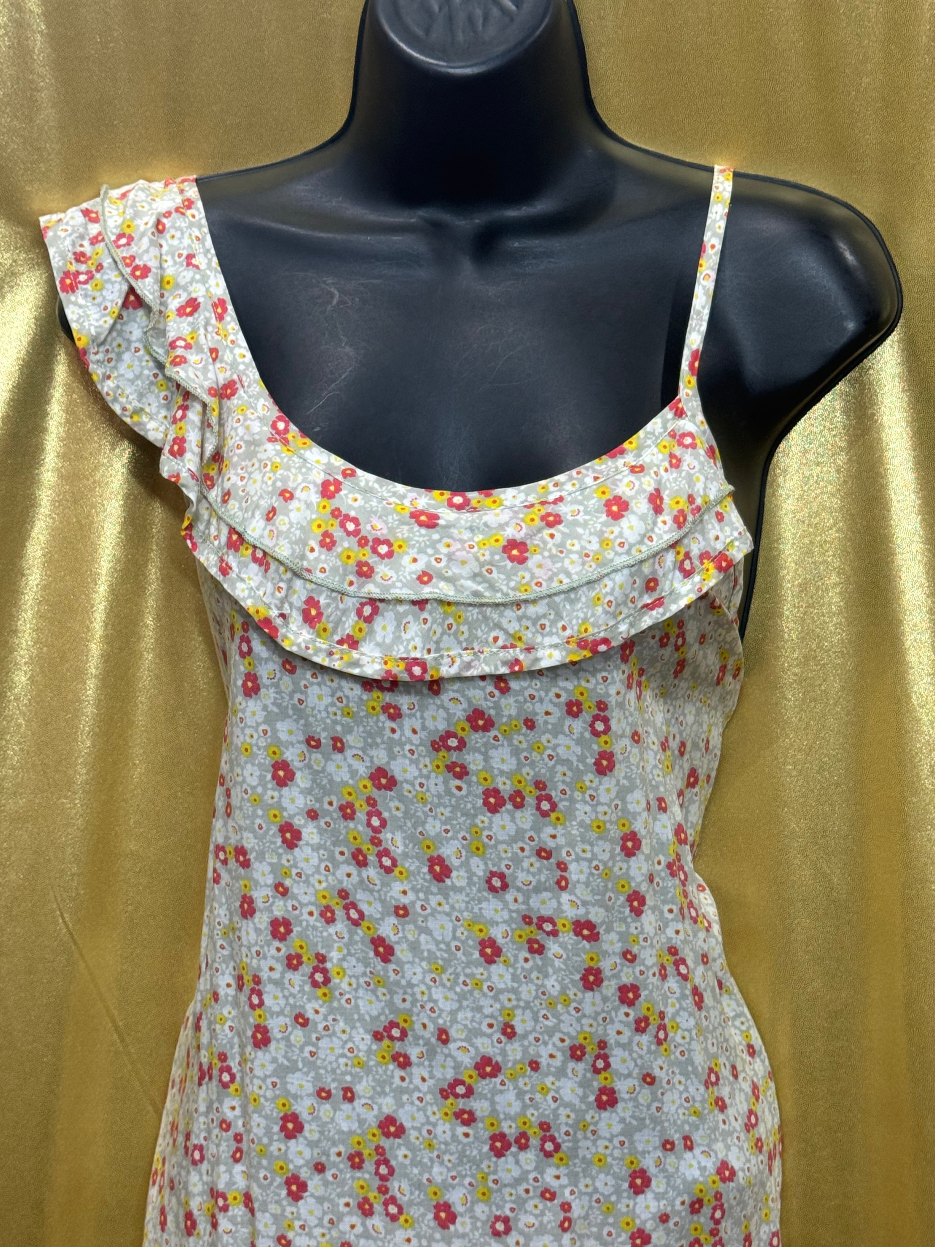 New Final Touch Boho Ruffled Floral Asymmetric Top - Made in USA