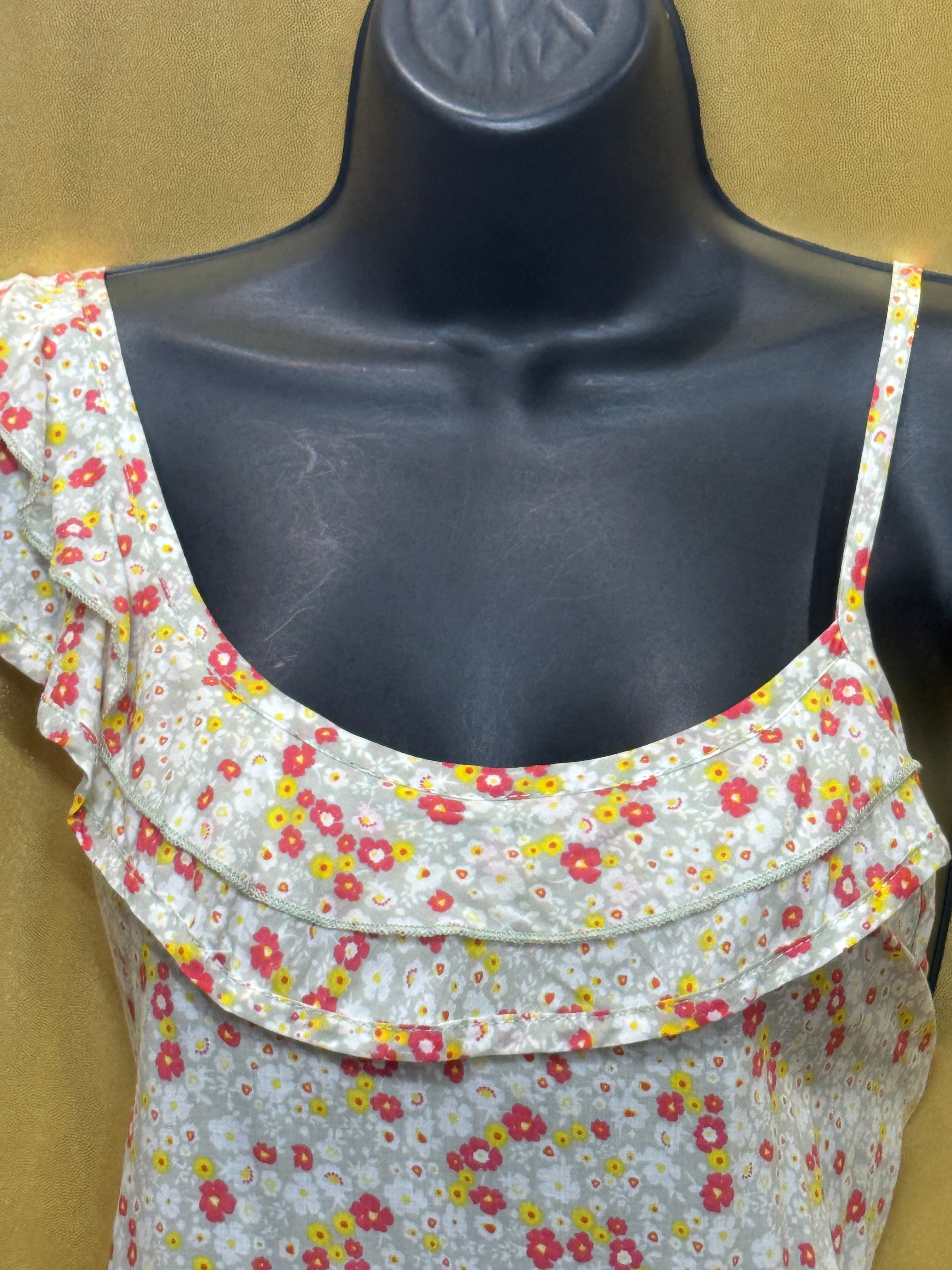 New Final Touch Boho Ruffled Floral Asymmetric Top - Made in USA