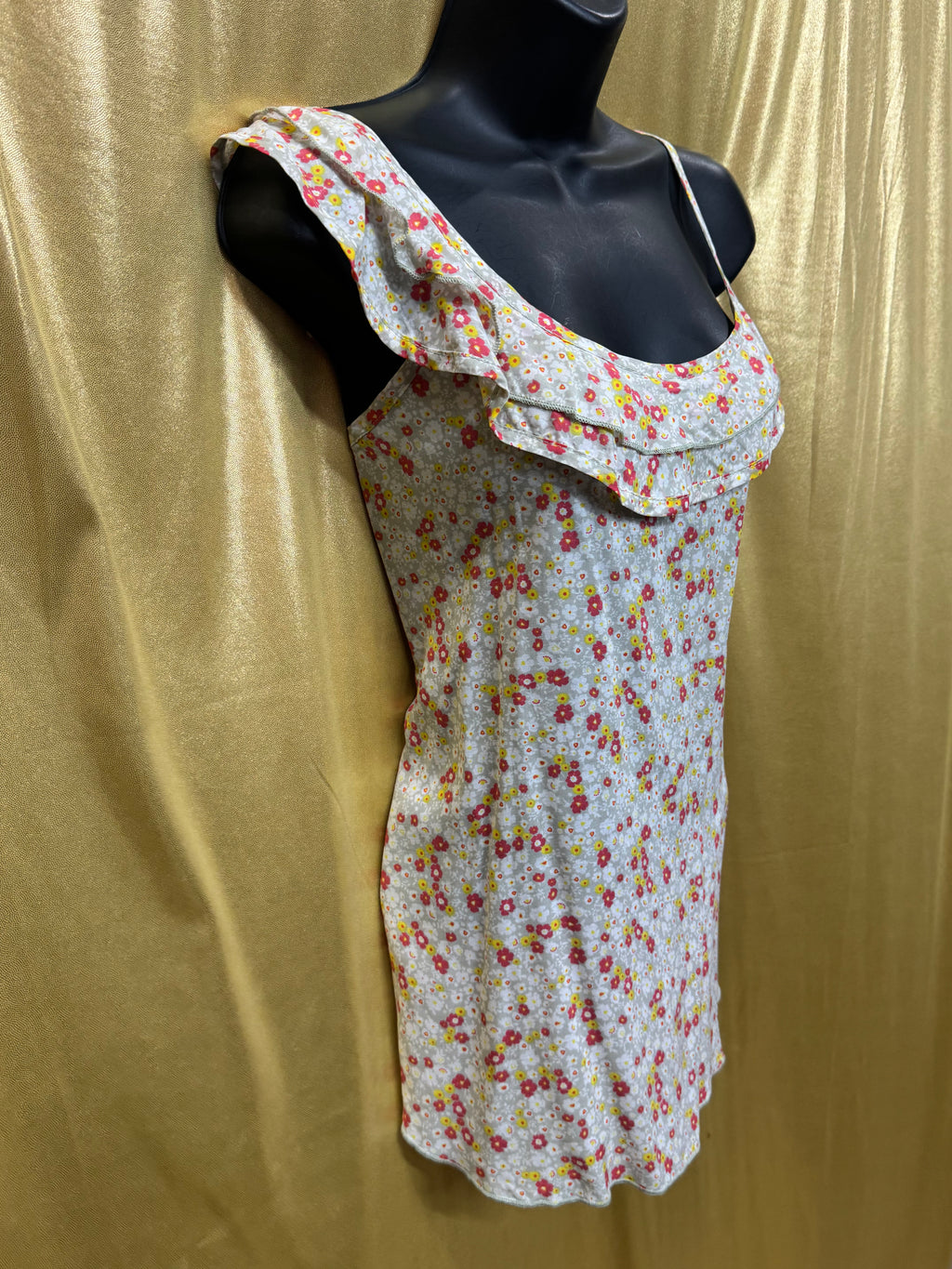 New Final Touch Boho Ruffled Floral Asymmetric Top - Made in USA