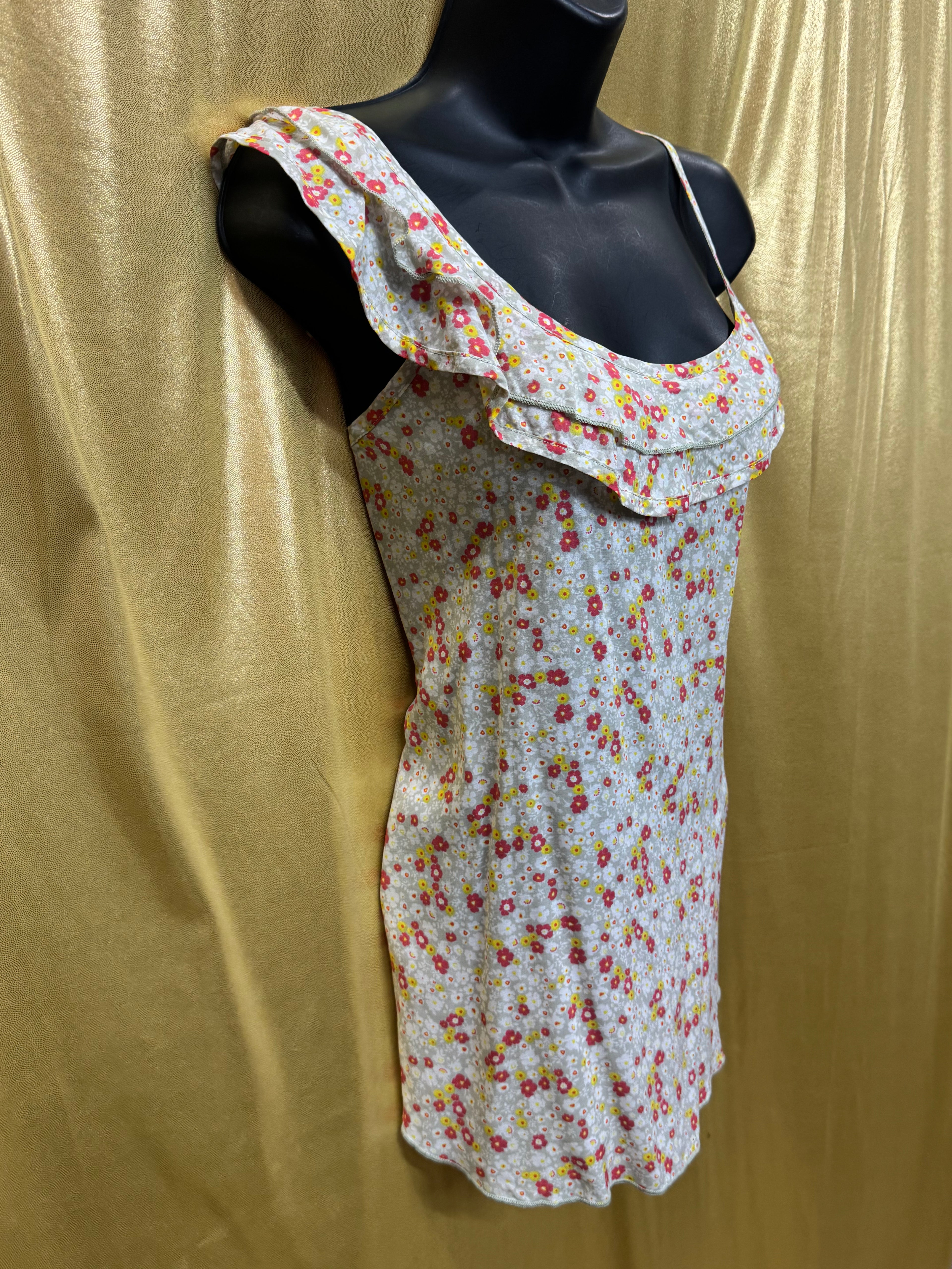 New Final Touch Boho Ruffled Floral Asymmetric Top - Made in USA