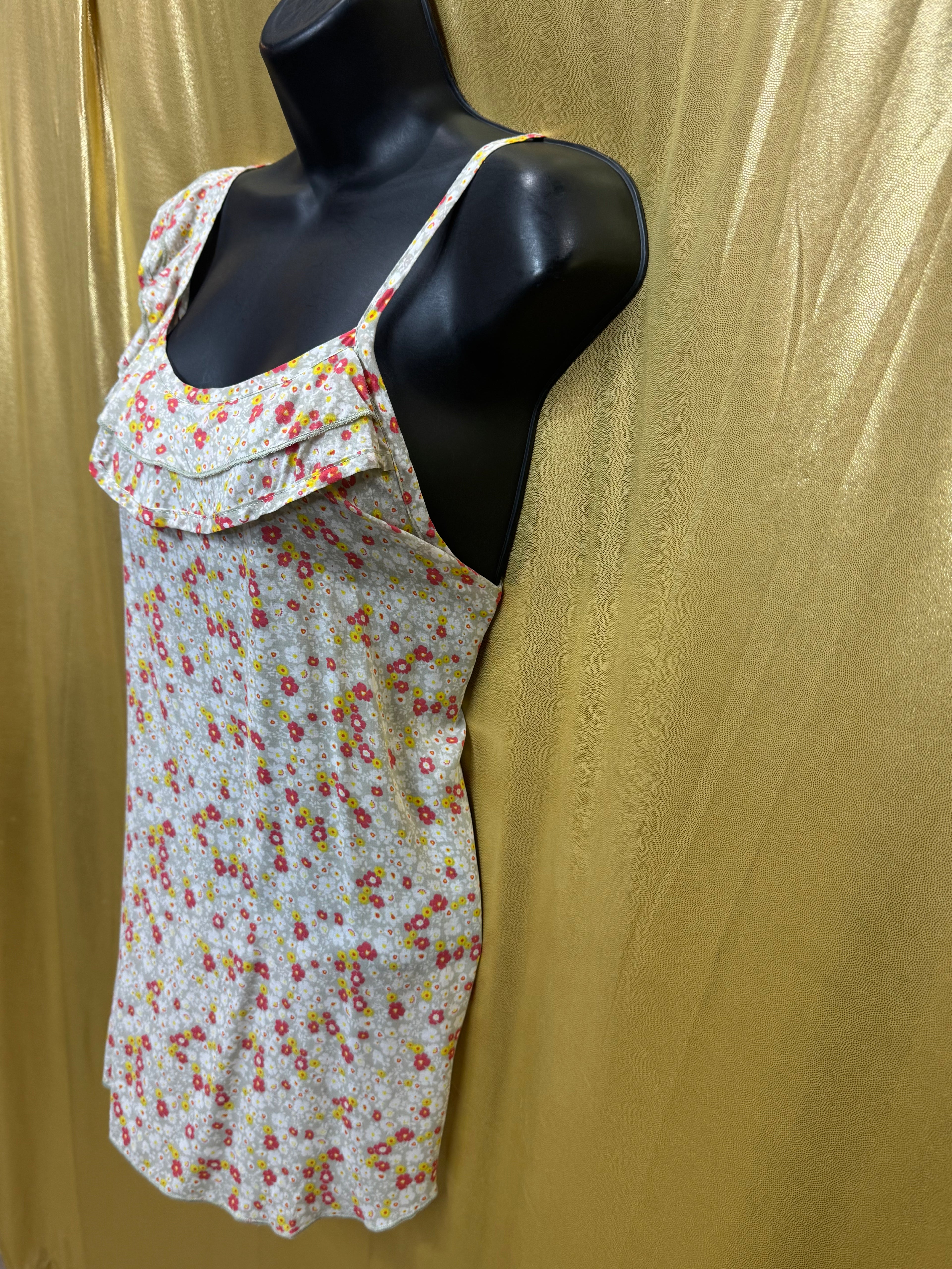 New Final Touch Boho Ruffled Floral Asymmetric Top - Made in USA
