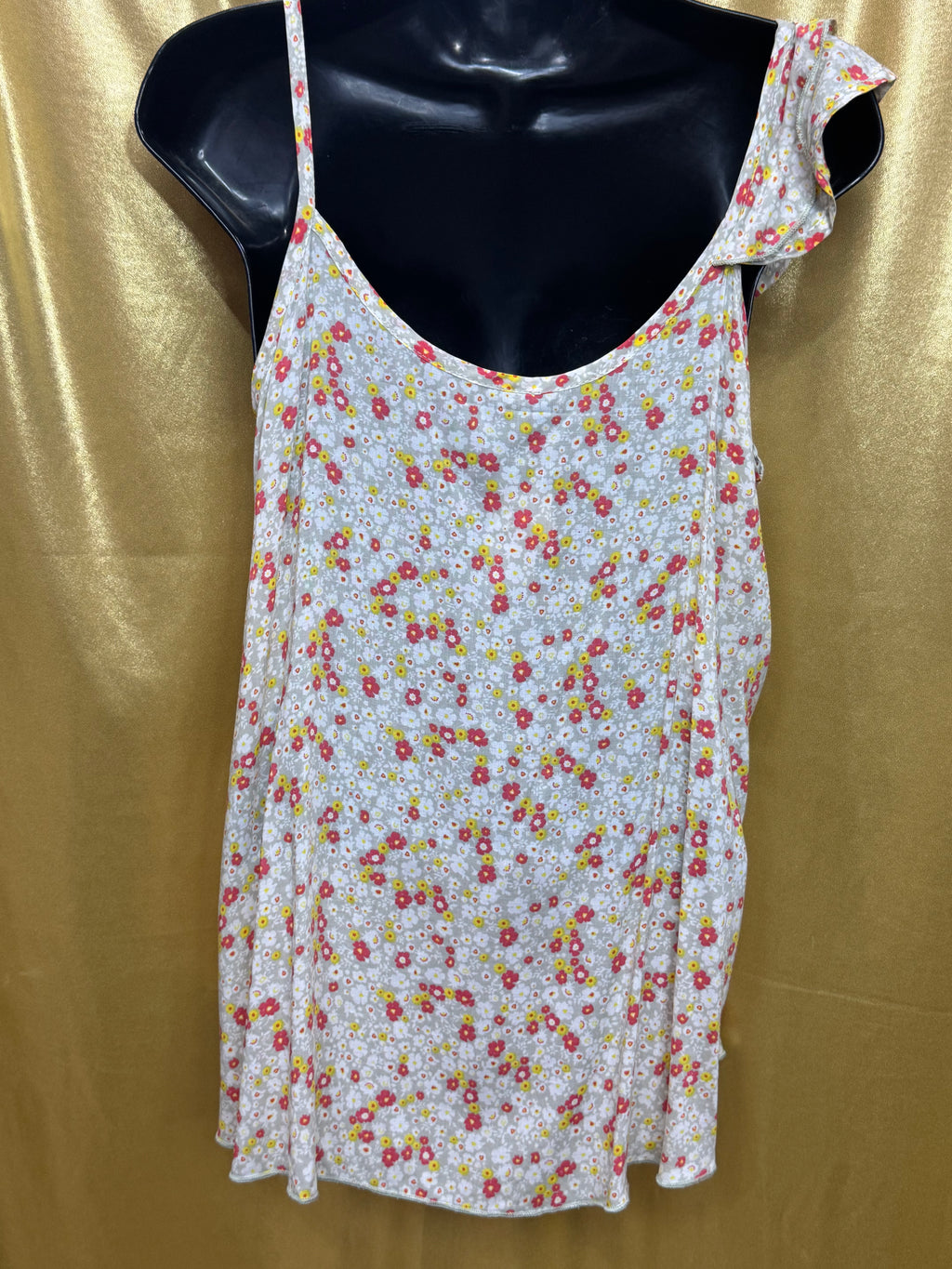 New Final Touch Boho Ruffled Floral Asymmetric Top - Made in USA