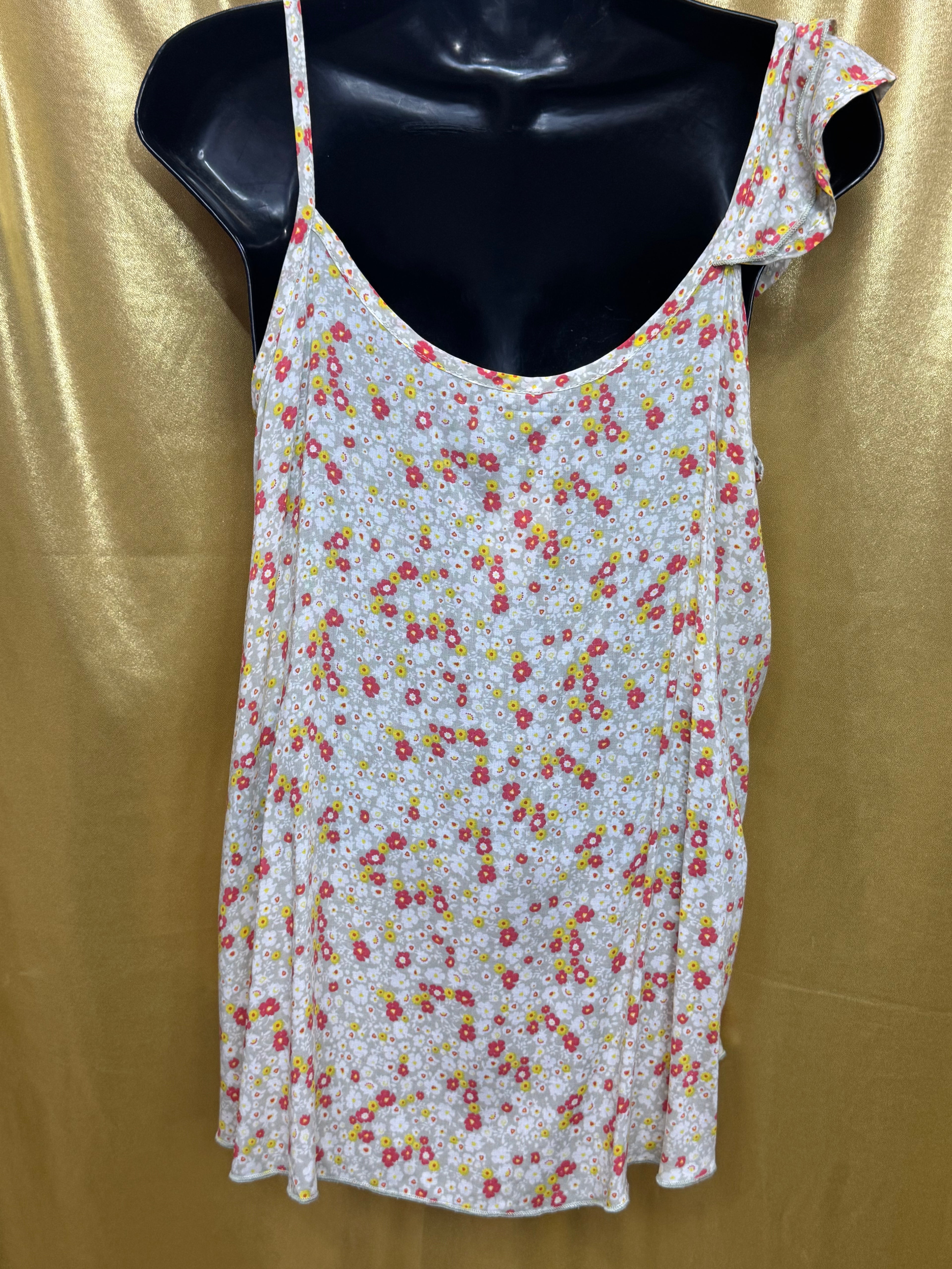New Final Touch Boho Ruffled Floral Asymmetric Top - Made in USA
