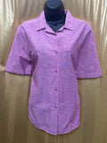 Norton & Company Pink Cotton Blend Short Sleeve Button-Up Shirt, Size L