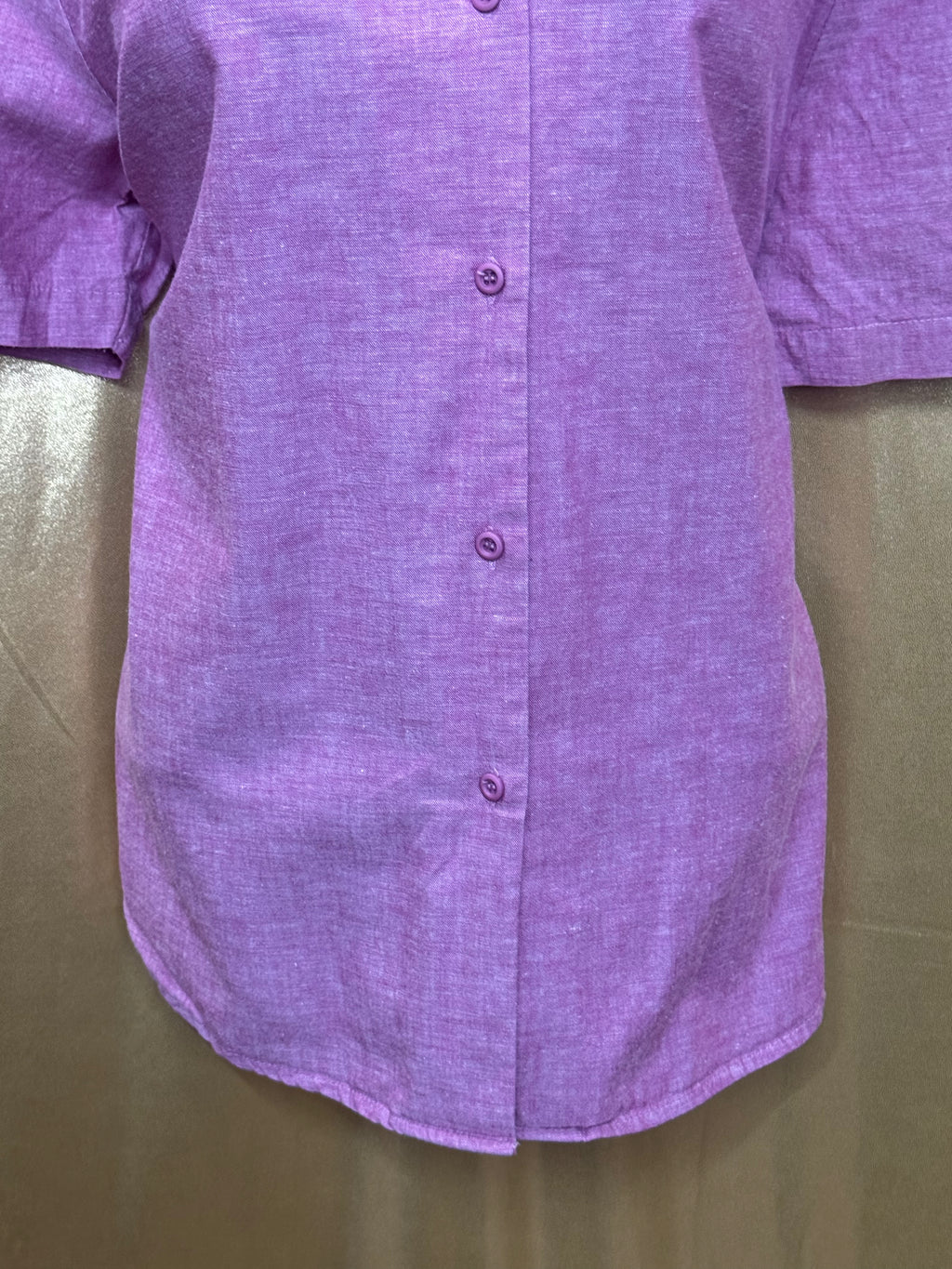 Norton & Company Pink Cotton Blend Short Sleeve Button-Up Shirt, Size L