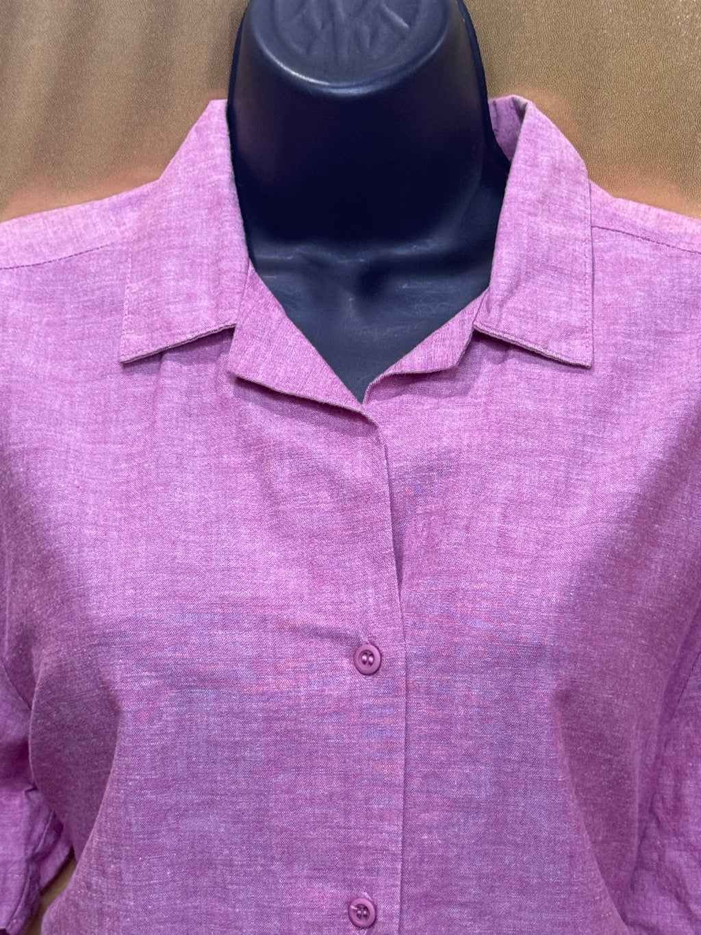 Norton & Company Pink Cotton Blend Short Sleeve Button-Up Shirt, Size L