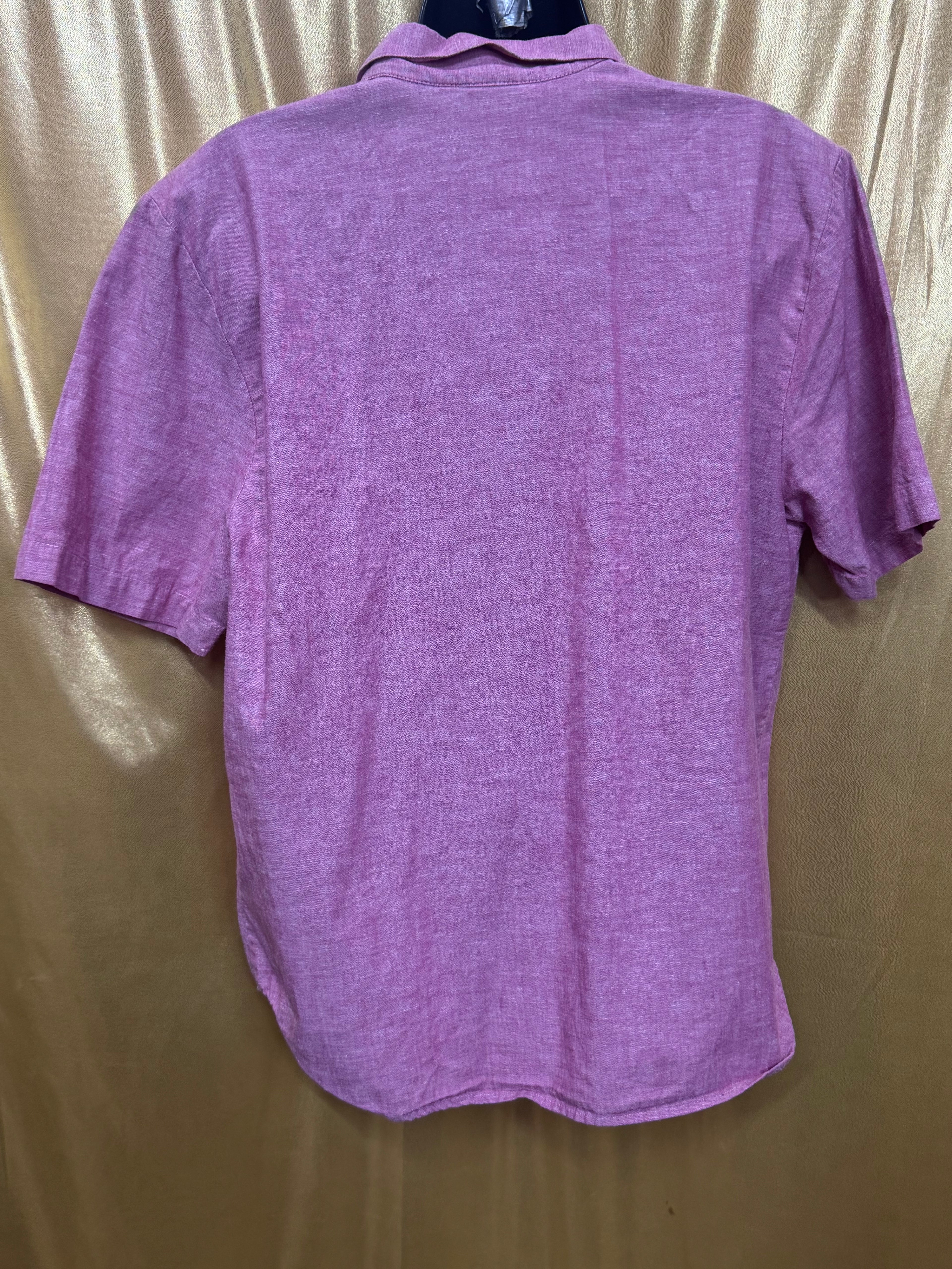 Norton & Company Pink Cotton Blend Short Sleeve Button-Up Shirt, Size L