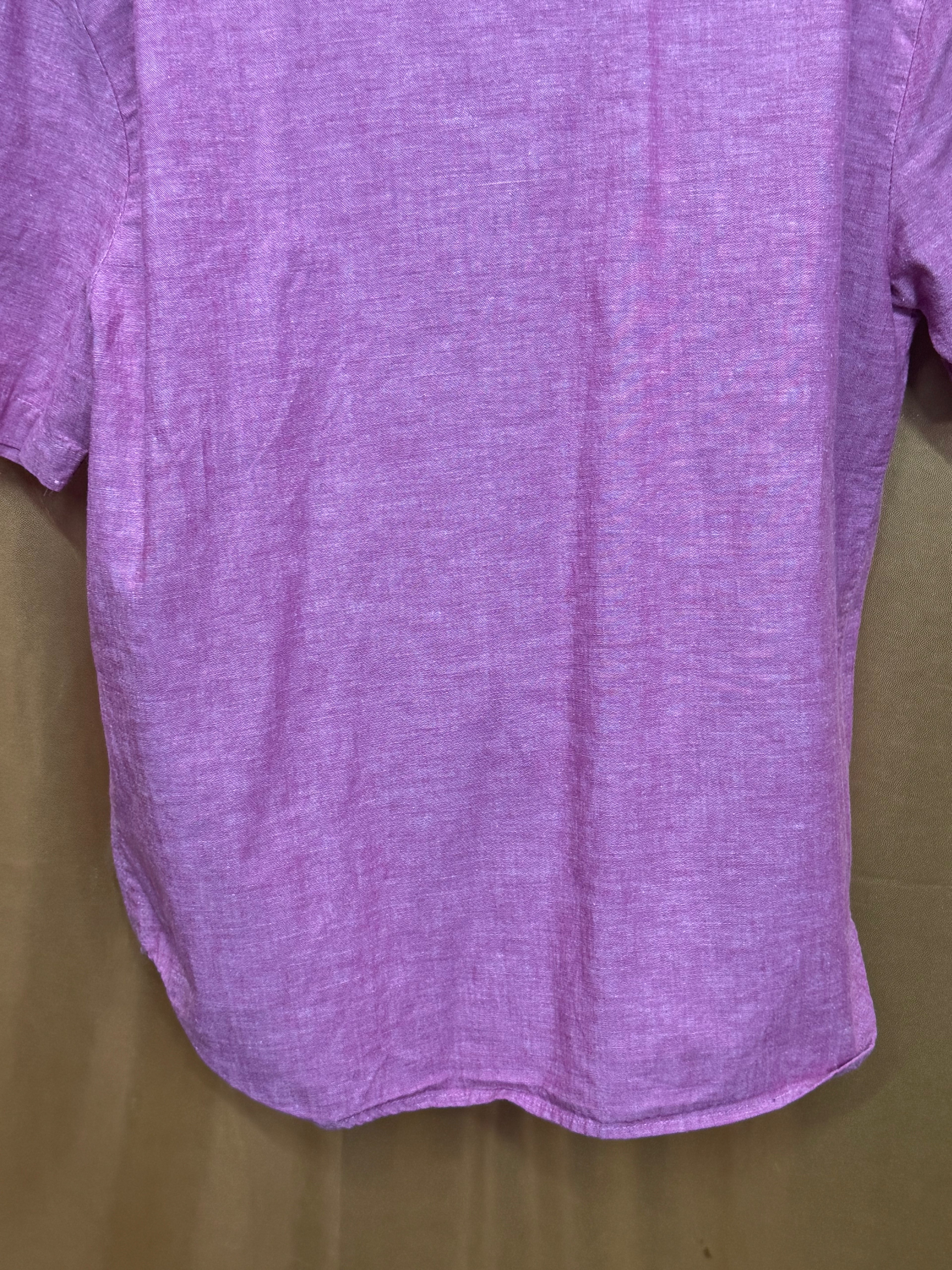 Norton & Company Pink Cotton Blend Short Sleeve Button-Up Shirt, Size L